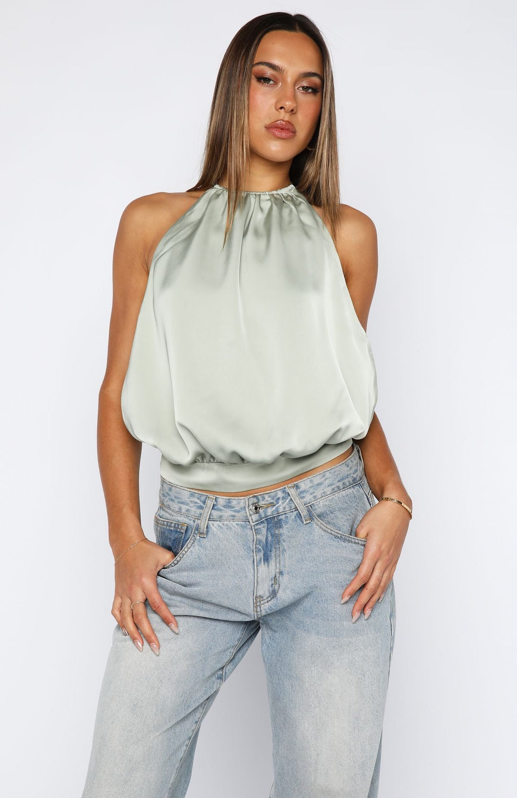 What Was I Thinking Halter Top Sage