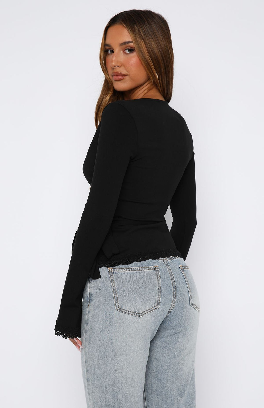 Cater To You Long Sleeve Top Black