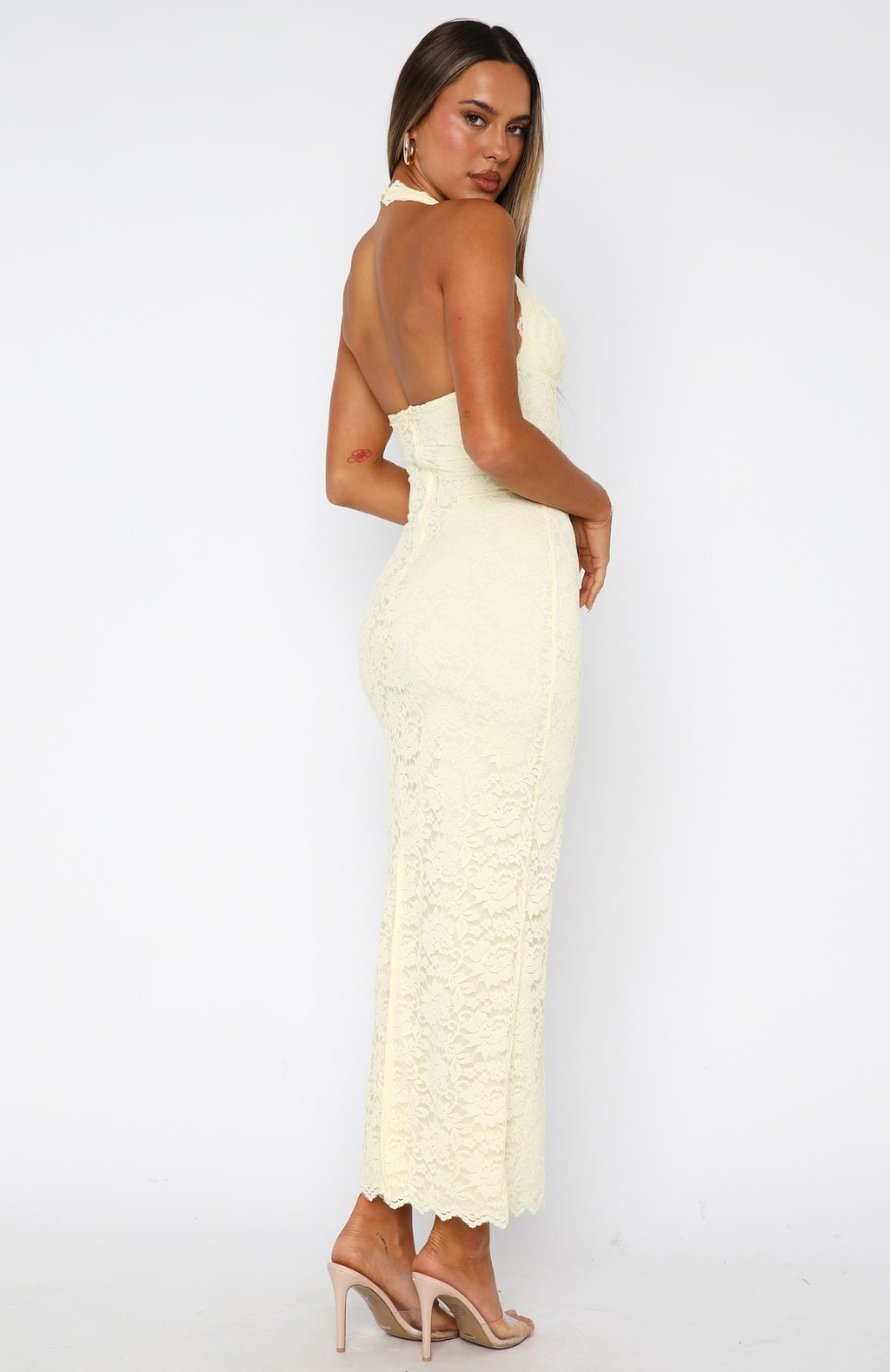 Destiny Lace Maxi Dress Lemon