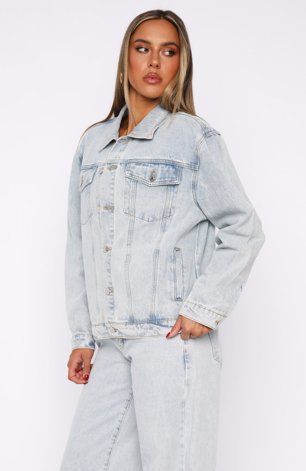 Adriana Oversized Denim Jacket Glacier Blue