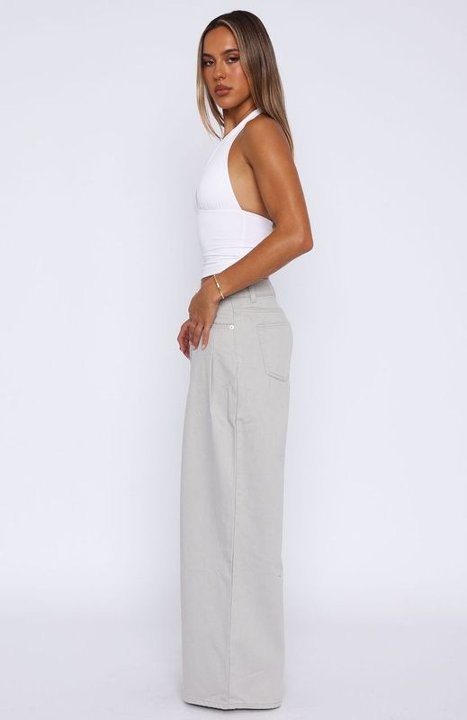 Iris Low Rise Wide Leg Jeans Light Grey