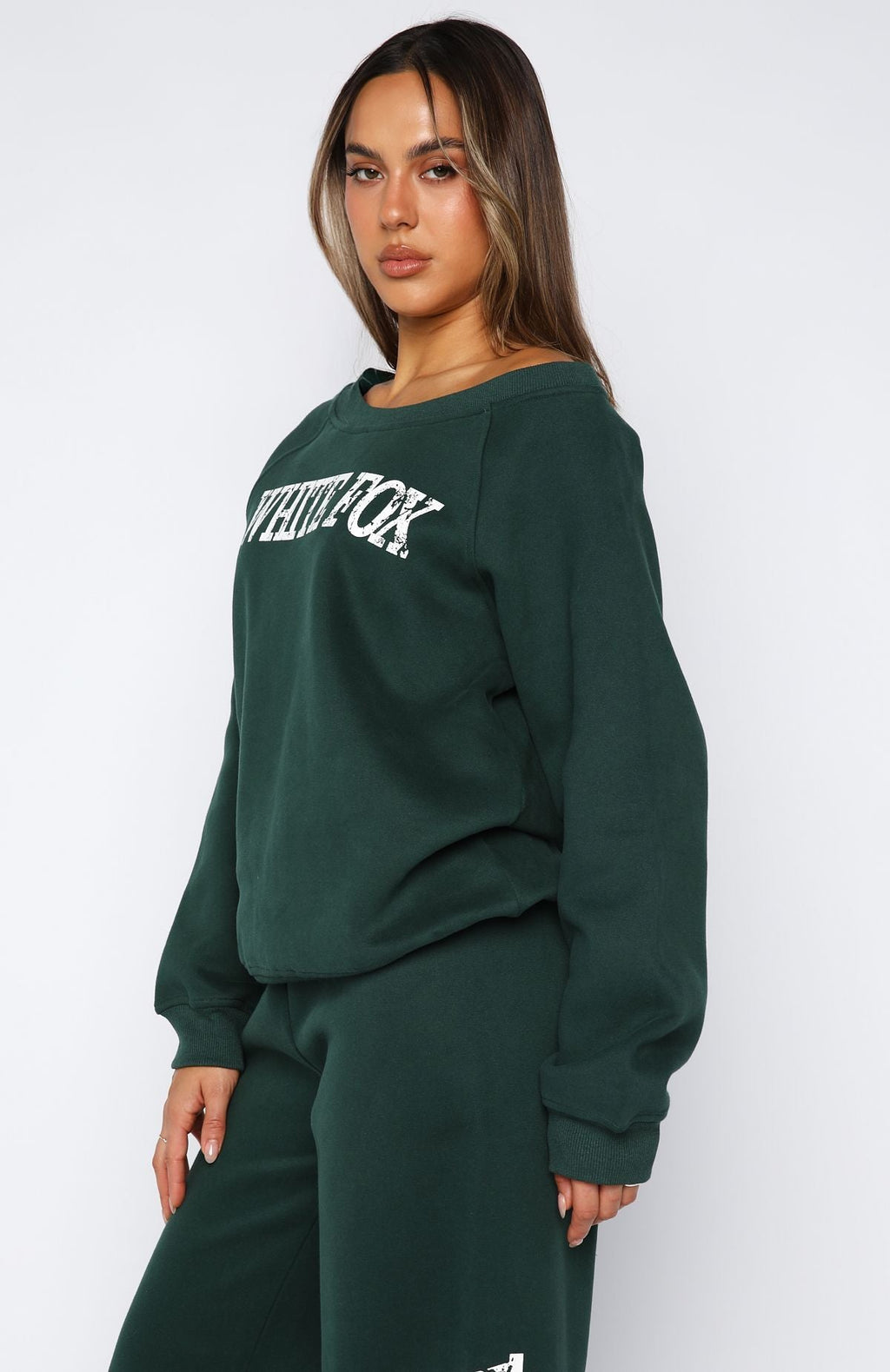 Brand New Start Off Shoulder Sweater Forest Green