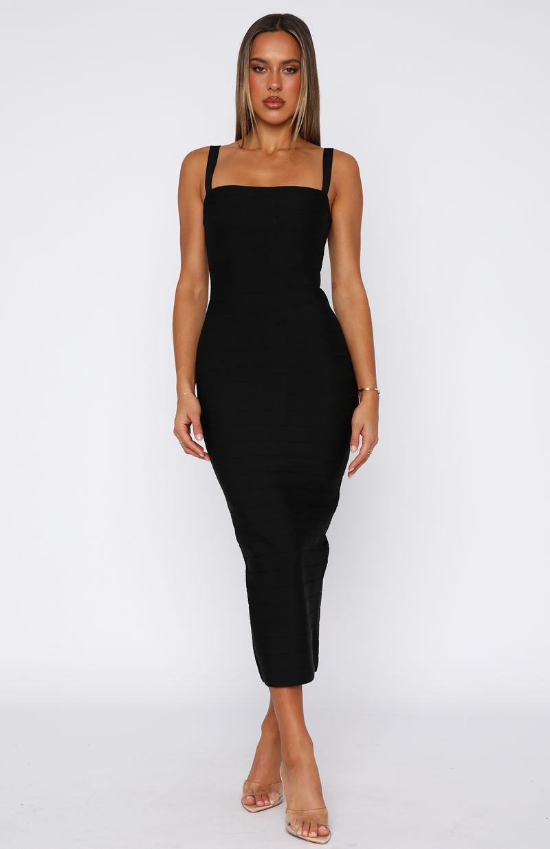 Sugar And Spice Bandage Midi Dress Black