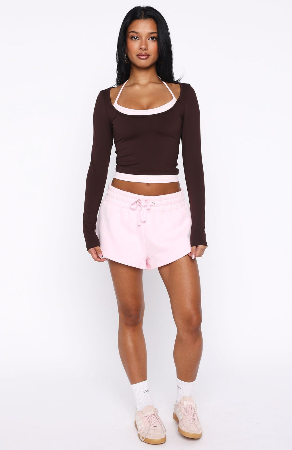 Know Everything Long Sleeve Top Chocolate/Pink