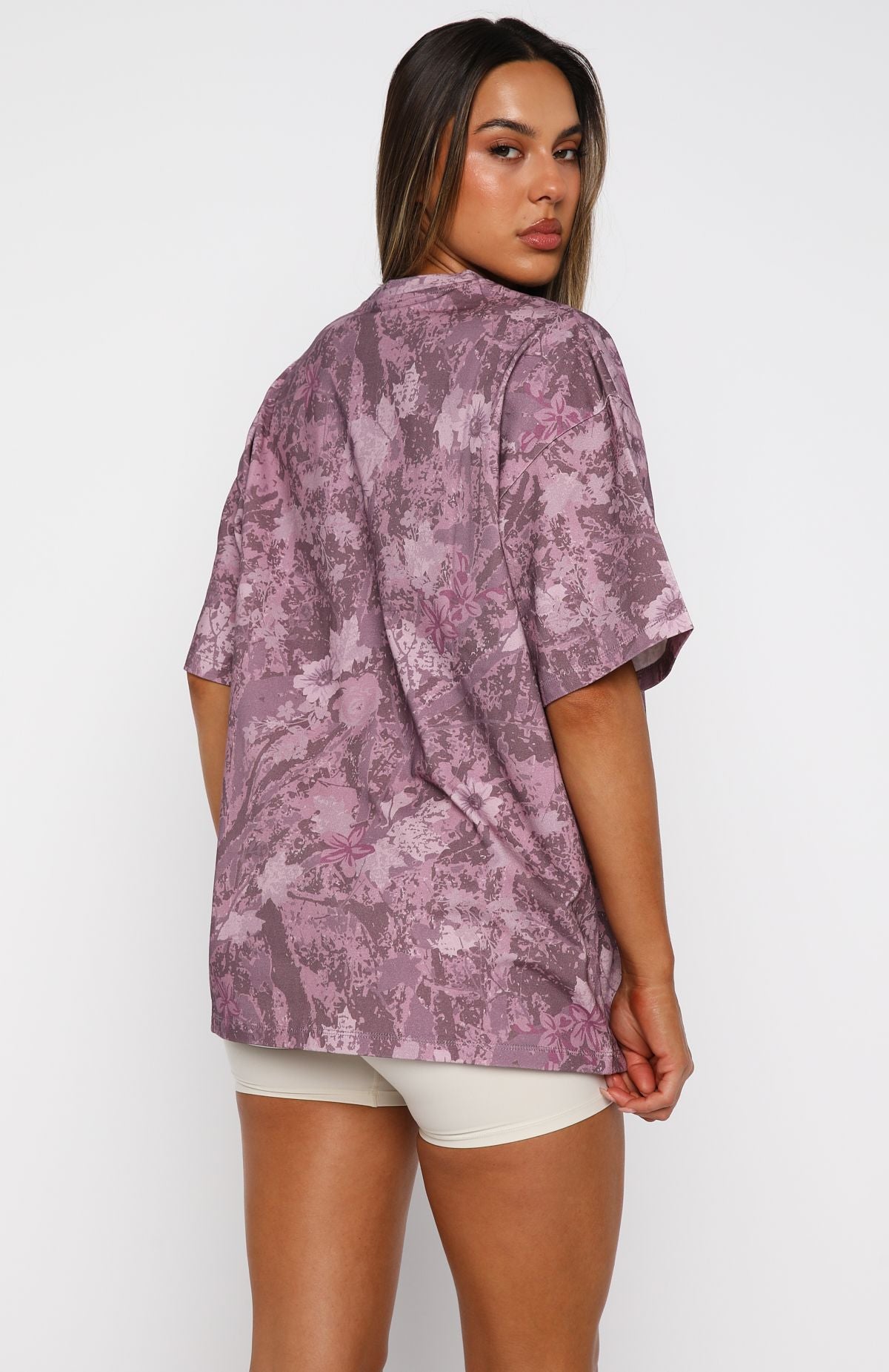 Offstage Printed Oversized Tee Berry Floral