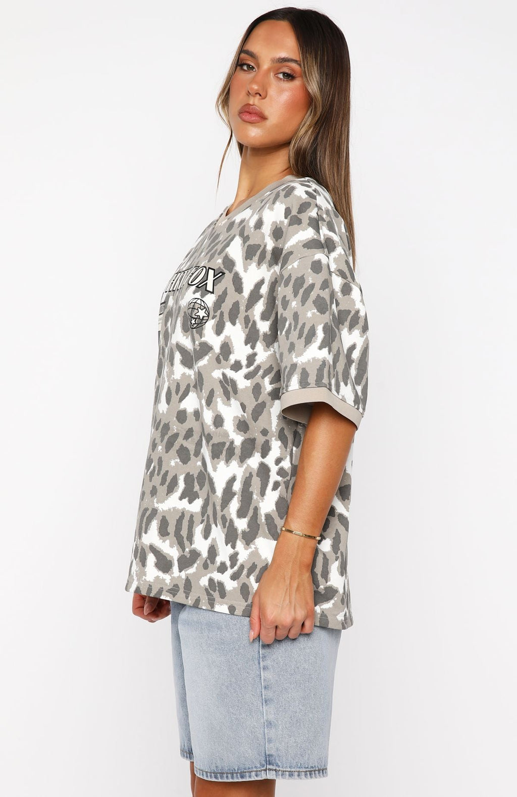 Let's Just Leave Oversized Jersey Washed Leopard Print