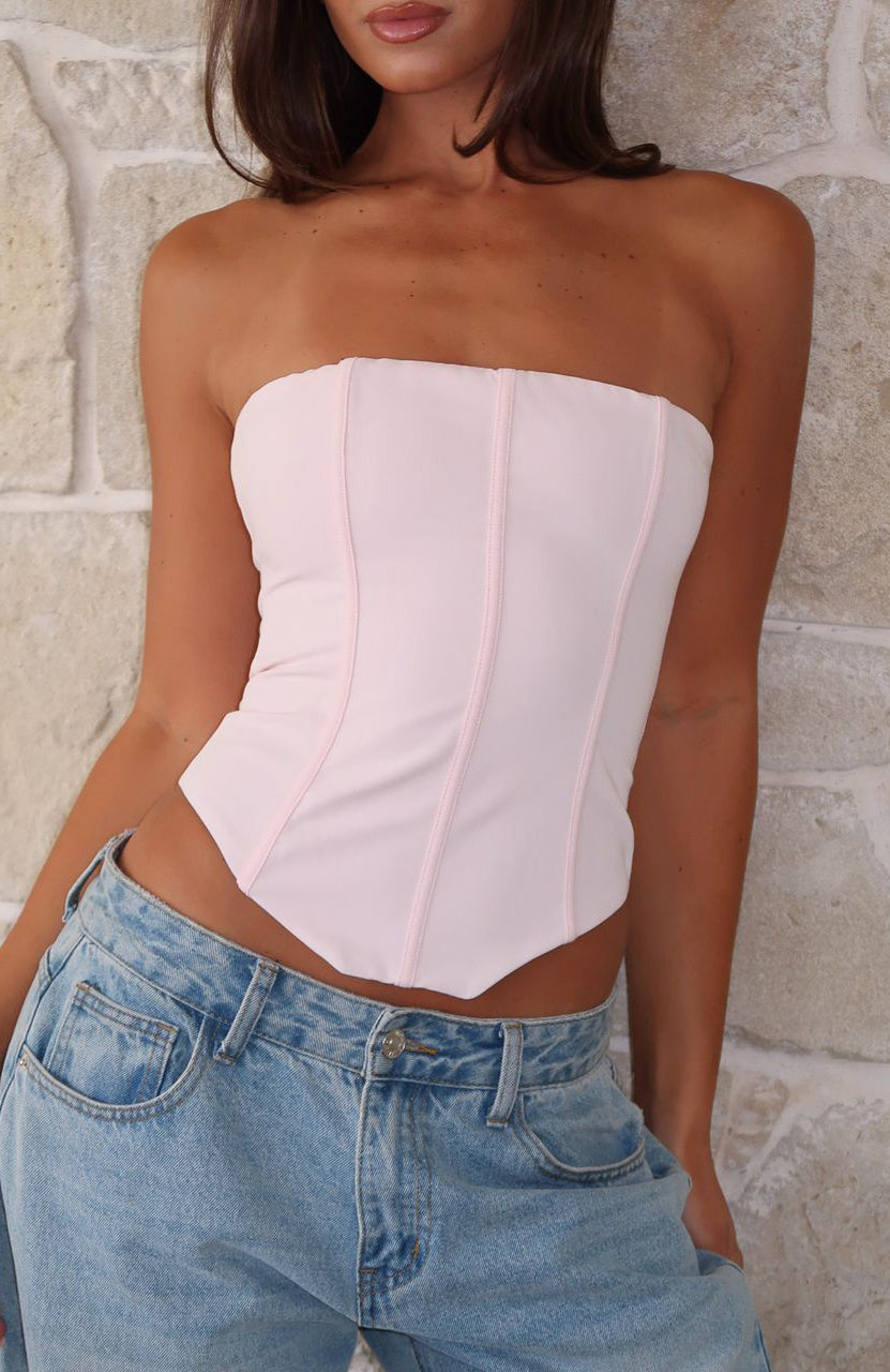 Always Wondering Strapless Bustier Baby Pink