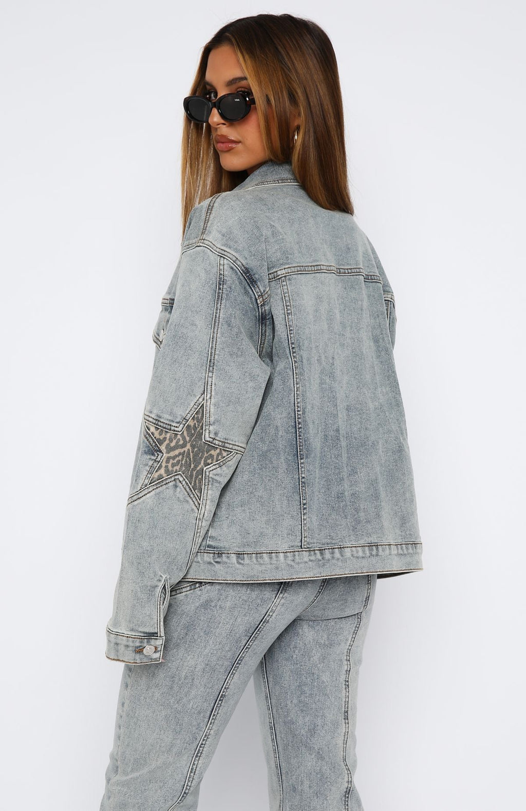 Zoe Oversized Denim Jacket Light Blue Acid