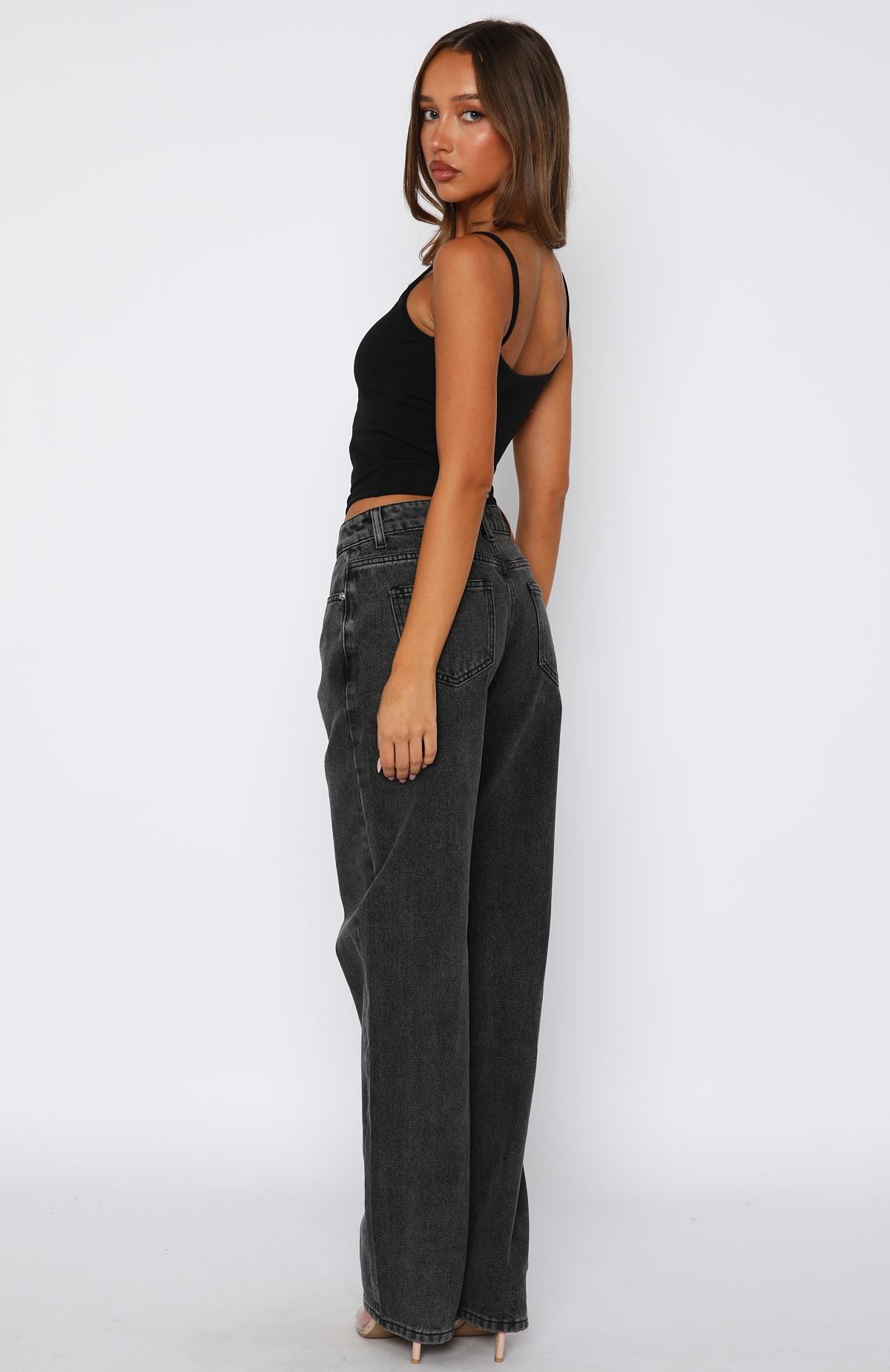 Bethany Mid Rise Straight Leg Jeans Black Acid