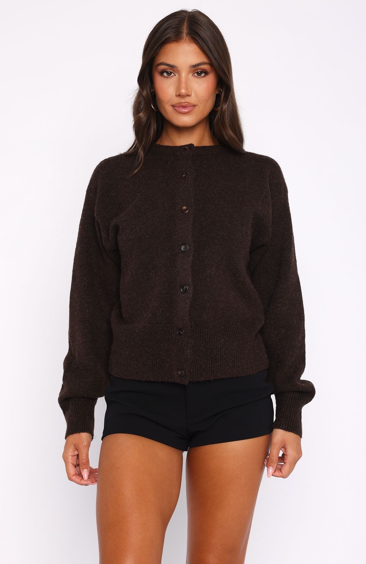 Helping Hand Knit Cardigan Dark Chocolate