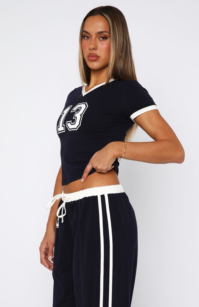 Trying Too Hard Baby Tee Dark Navy