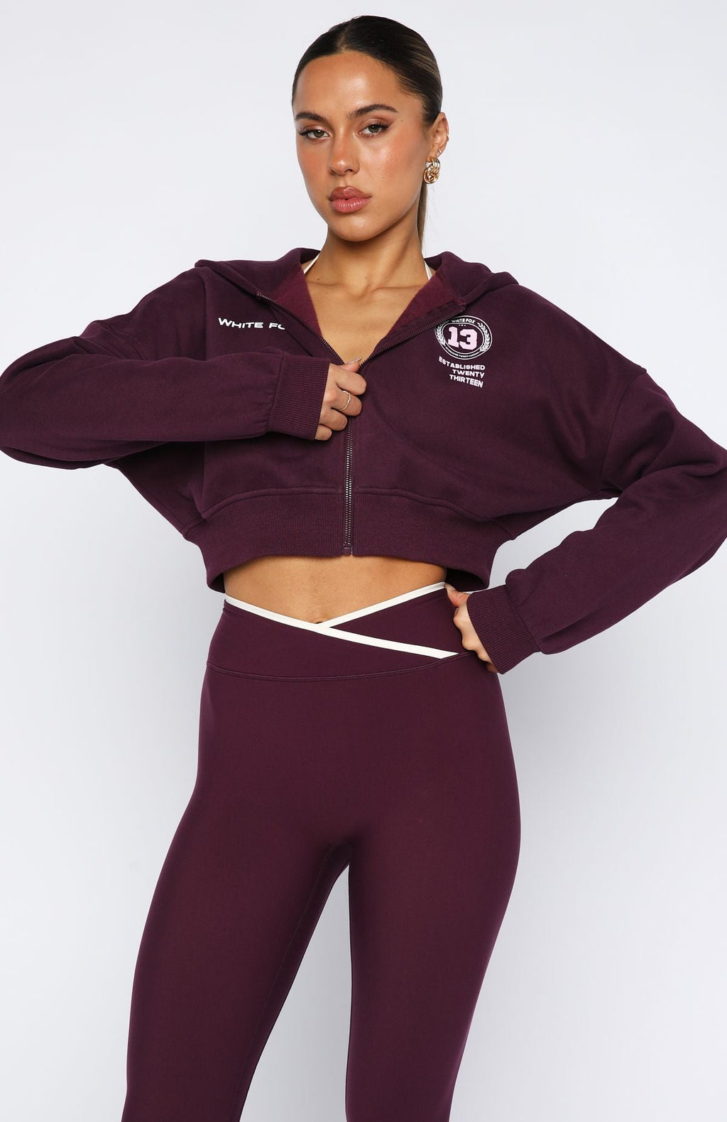 Love For The Game Cropped Zip Hoodie Plum
