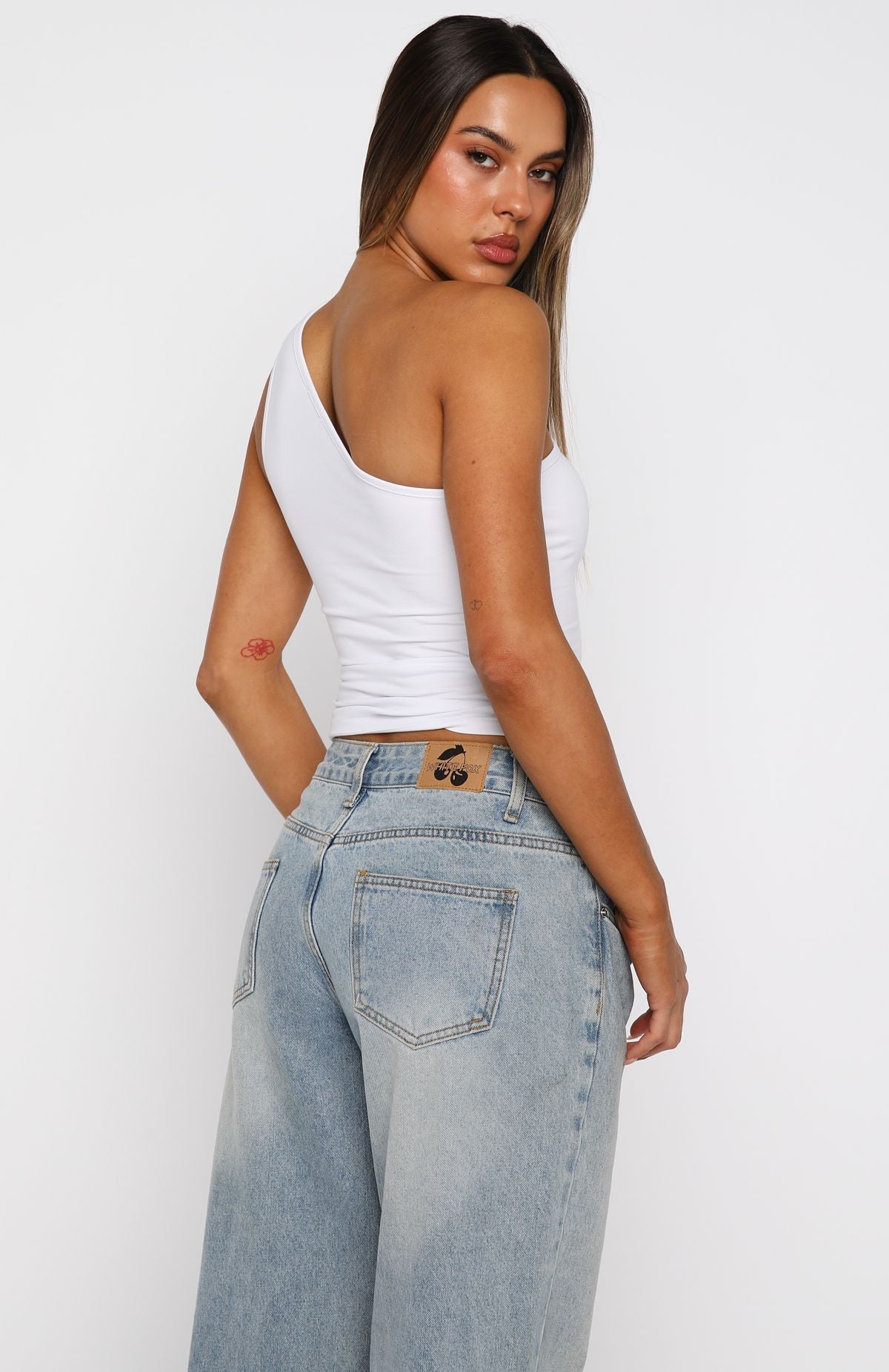 Tropical Feels One Shoulder Top White