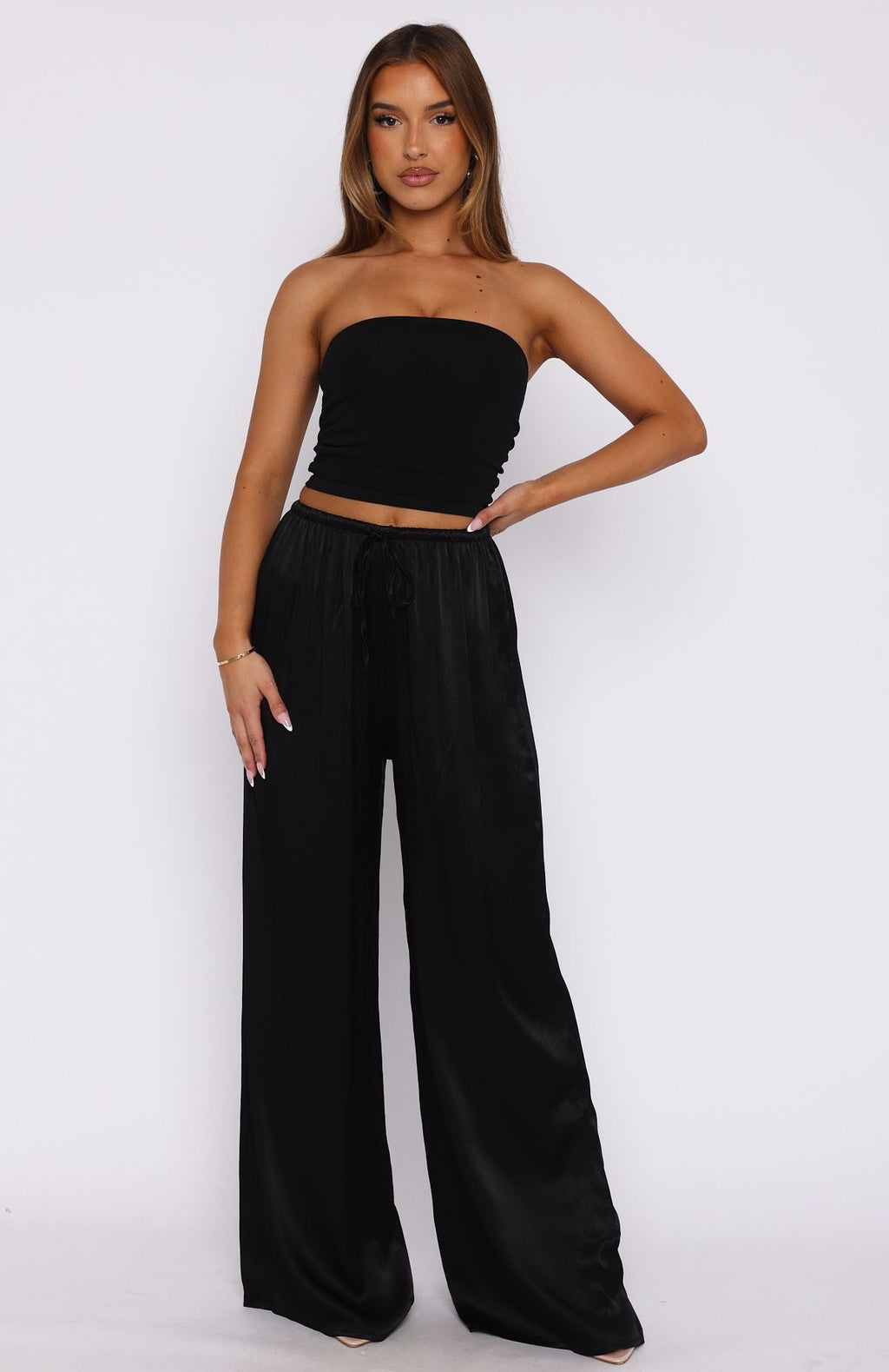 Catching Up Wide Leg Pants Black