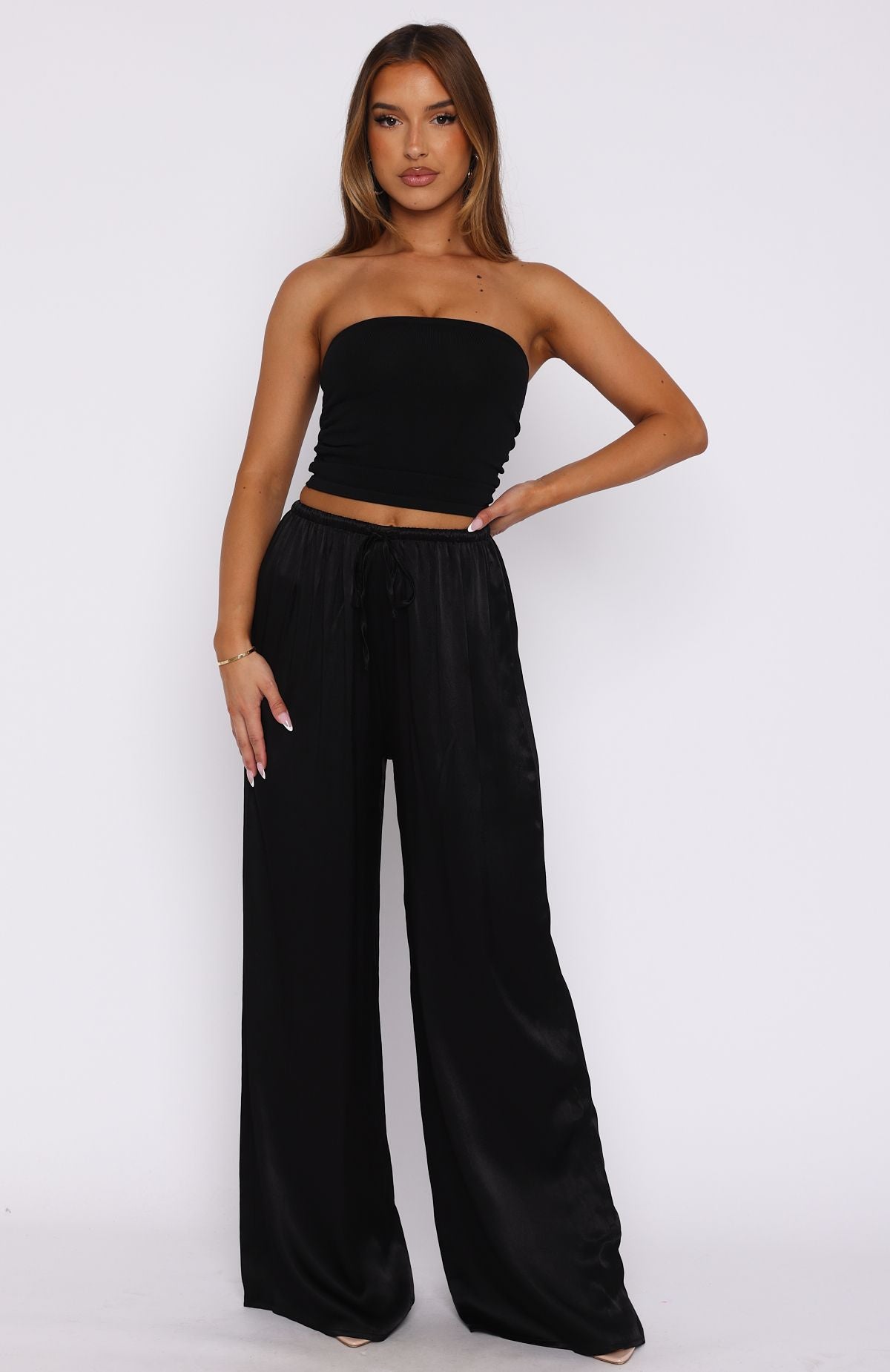 Catching Up Wide Leg Pants Black