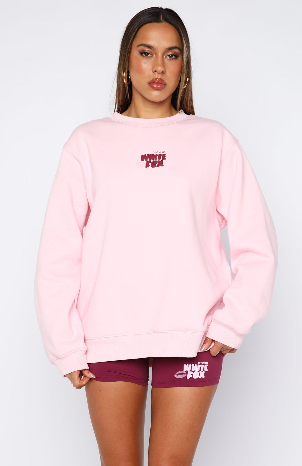 11th Street Sweet Kisses Oversized Sweater Pink Sugar