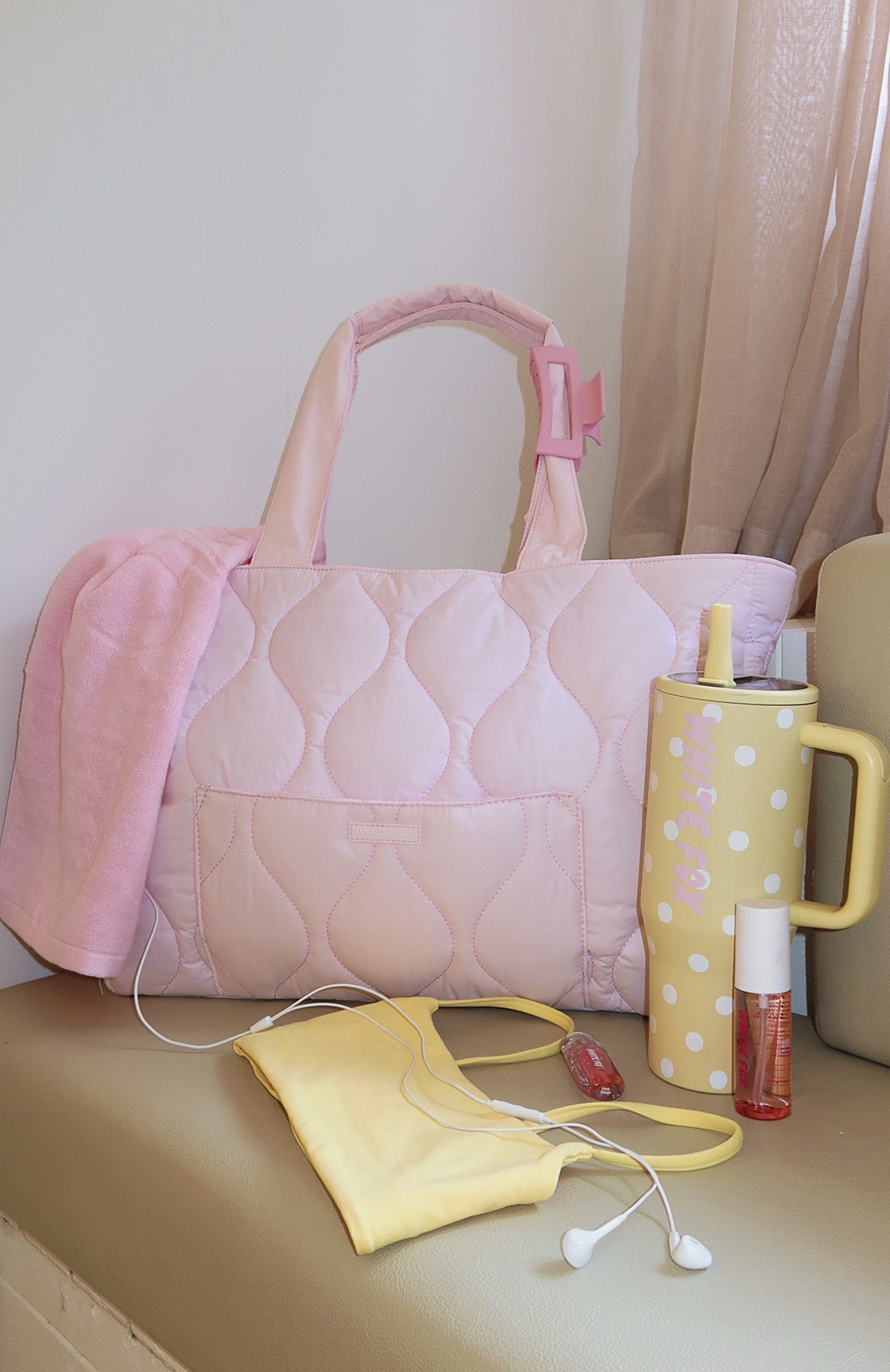 Always Moving Quilted Tote Bag Ballet Pink