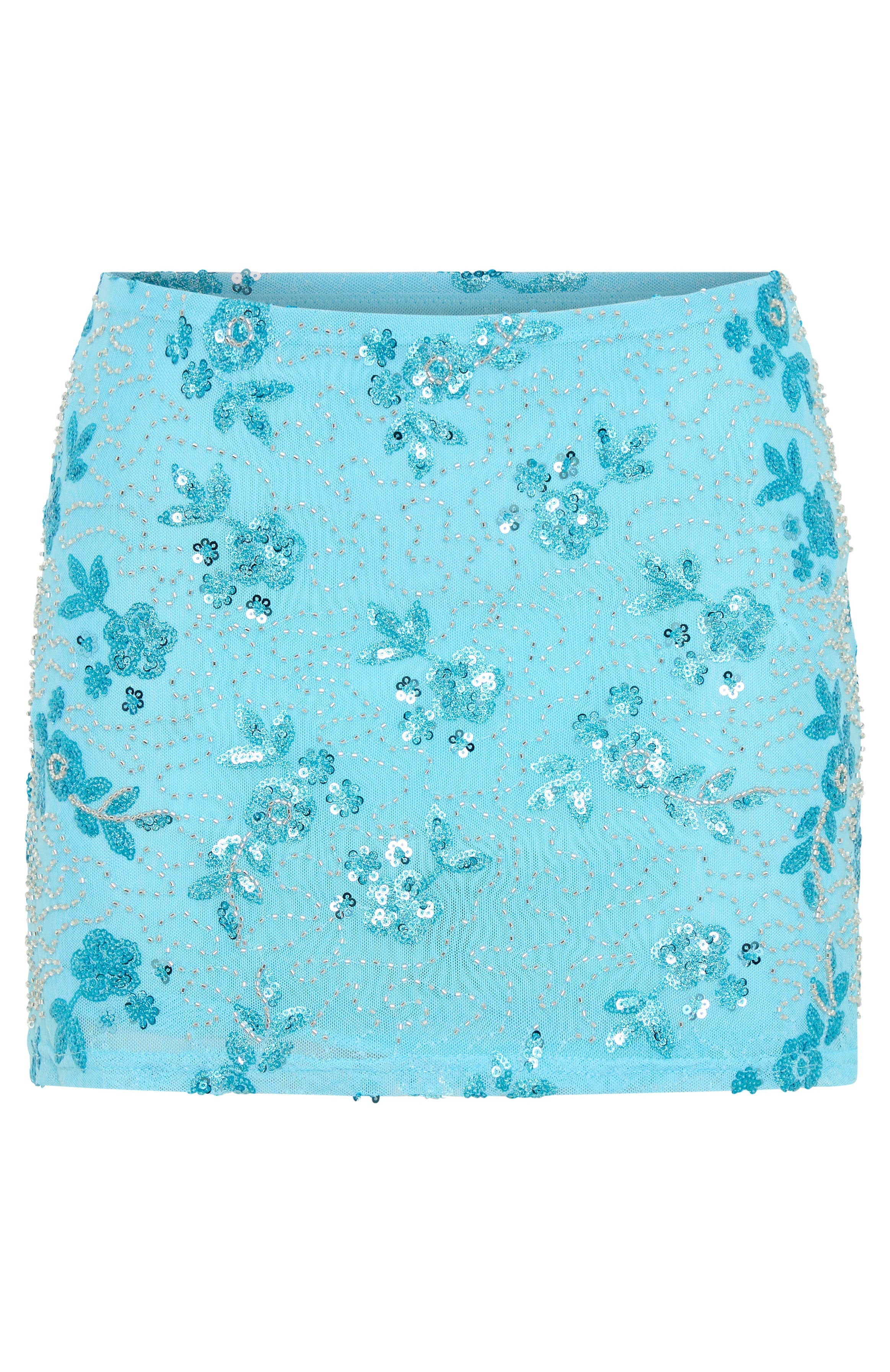 Capri Cove Beaded Mini Skirt Baby Blue