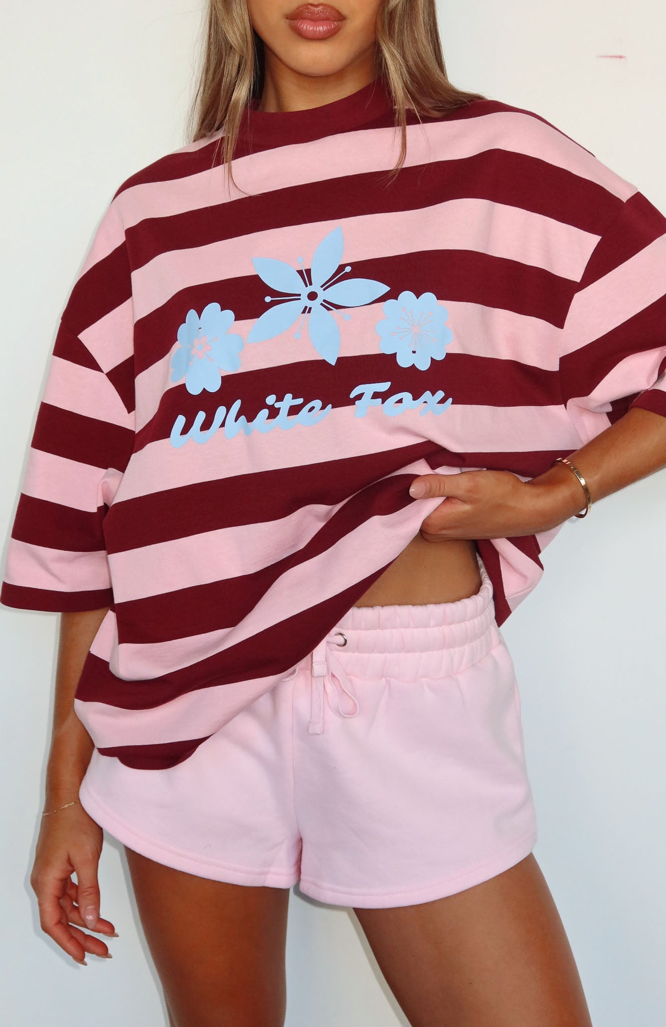 Changed My Play Oversized Tee Dark Red/Pink Stripe