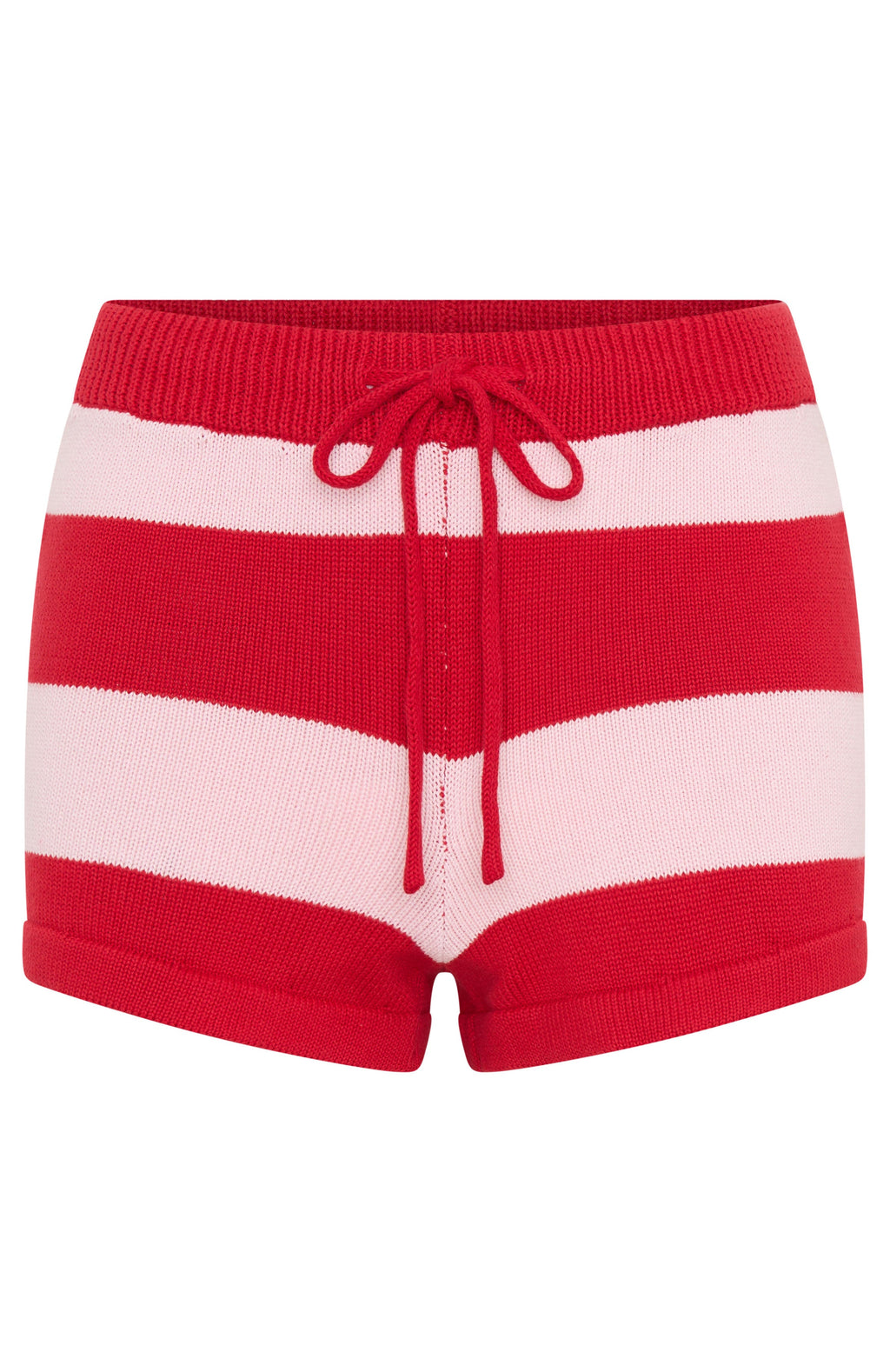 Chill Day Knit Shorts Red/Pink Stripe