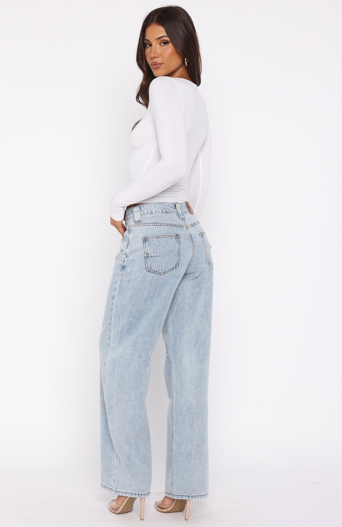 Clarissa Low Rise Wide Leg Jeans Mid Blue