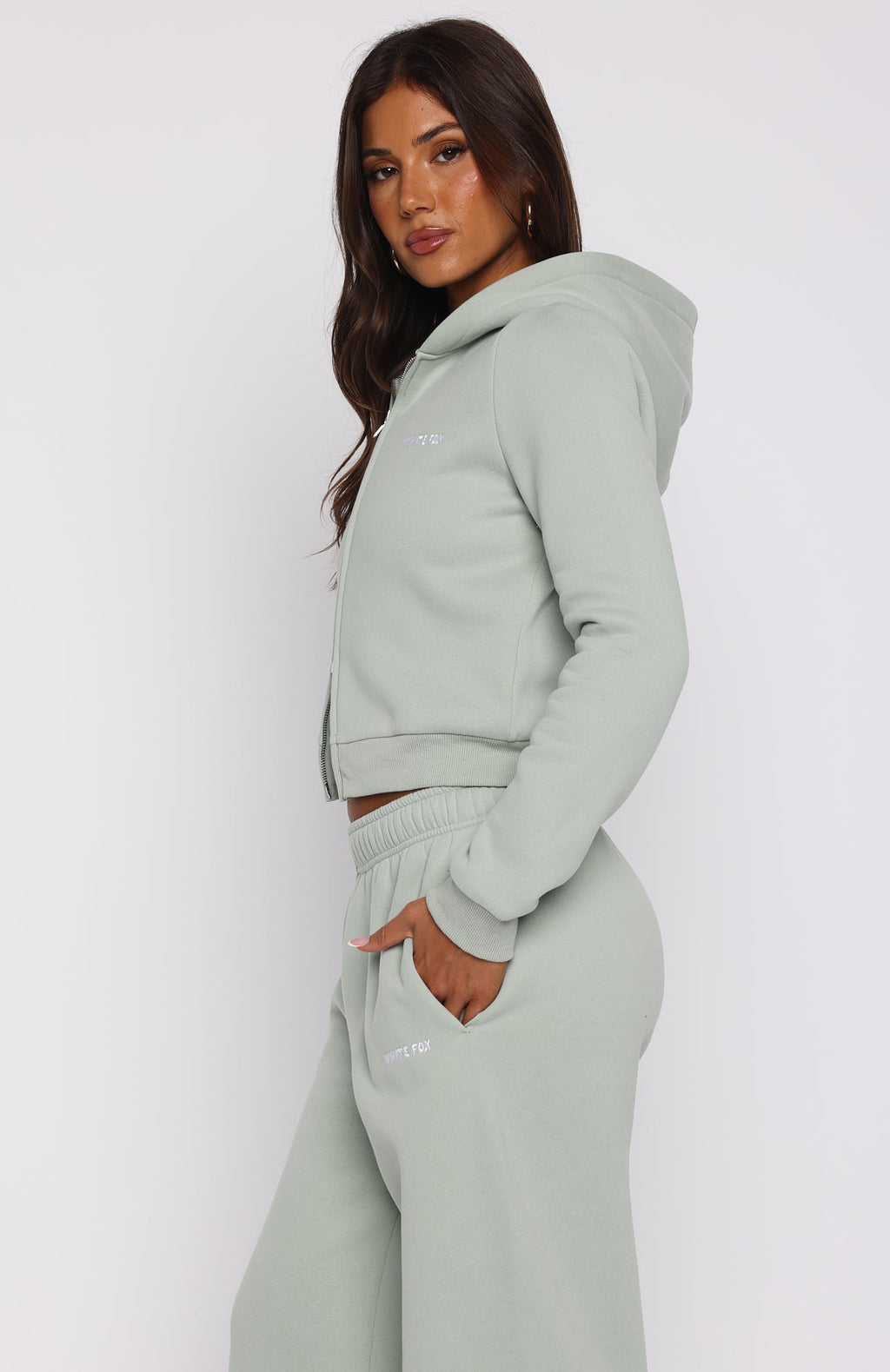 Comfy And Cute Slim Zip Front Hoodie Seafoam