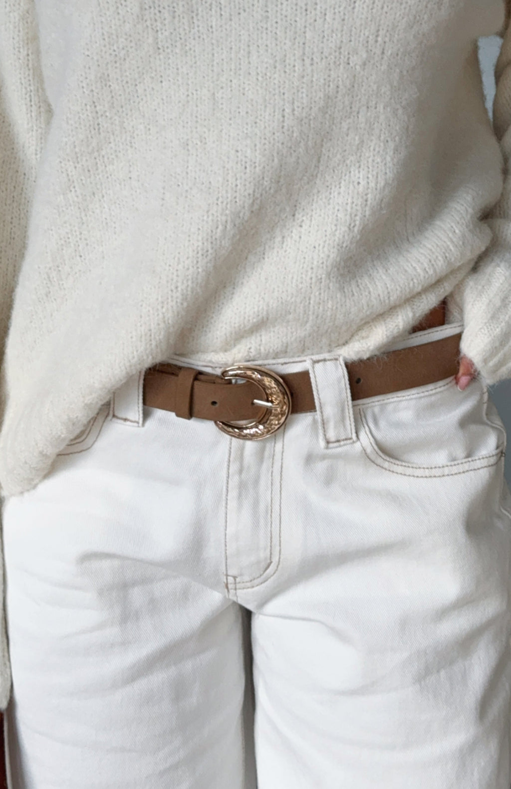 Elanor Belt Tan Faux Suede/Gold