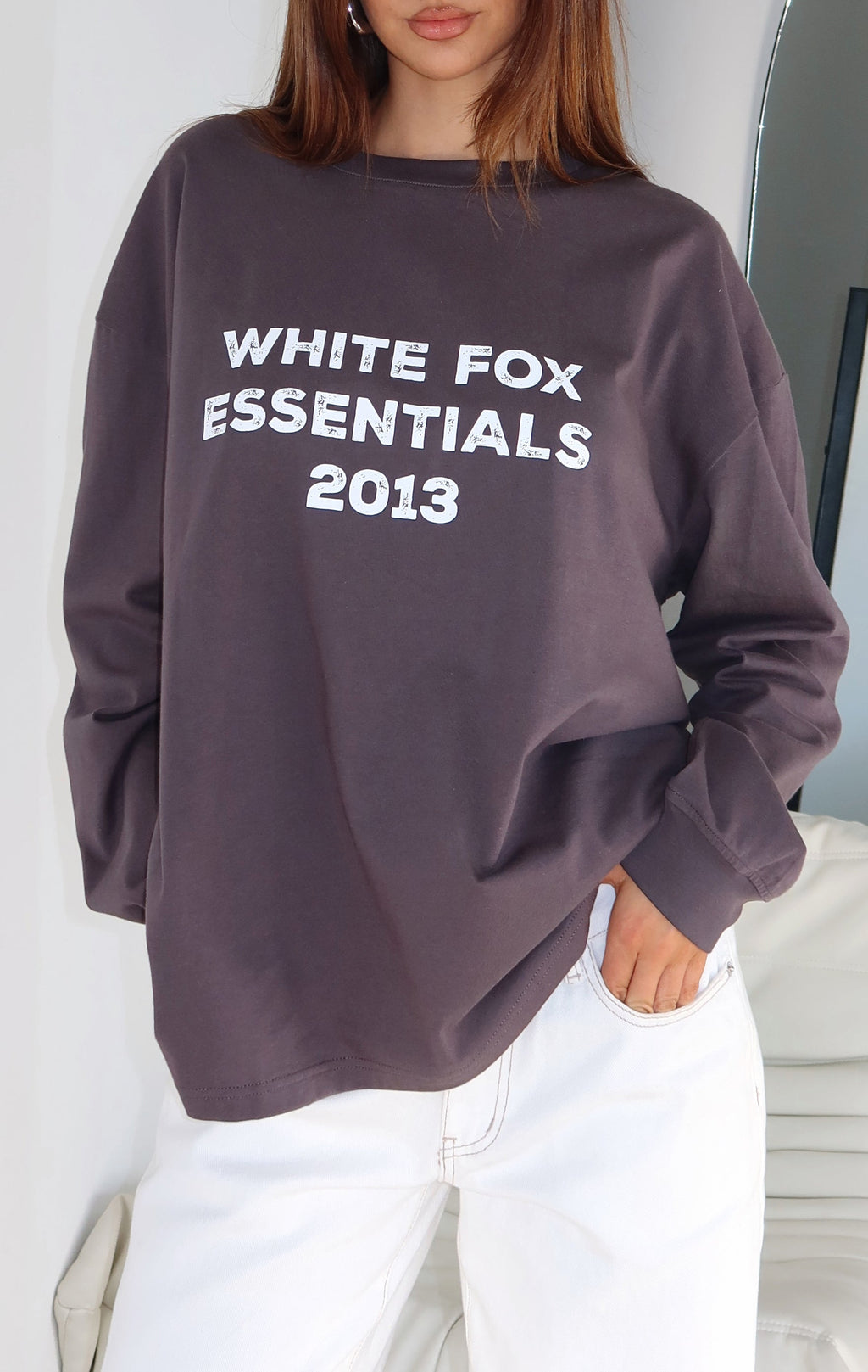 Feel The Vibe Long Sleeve Tee Charcoal