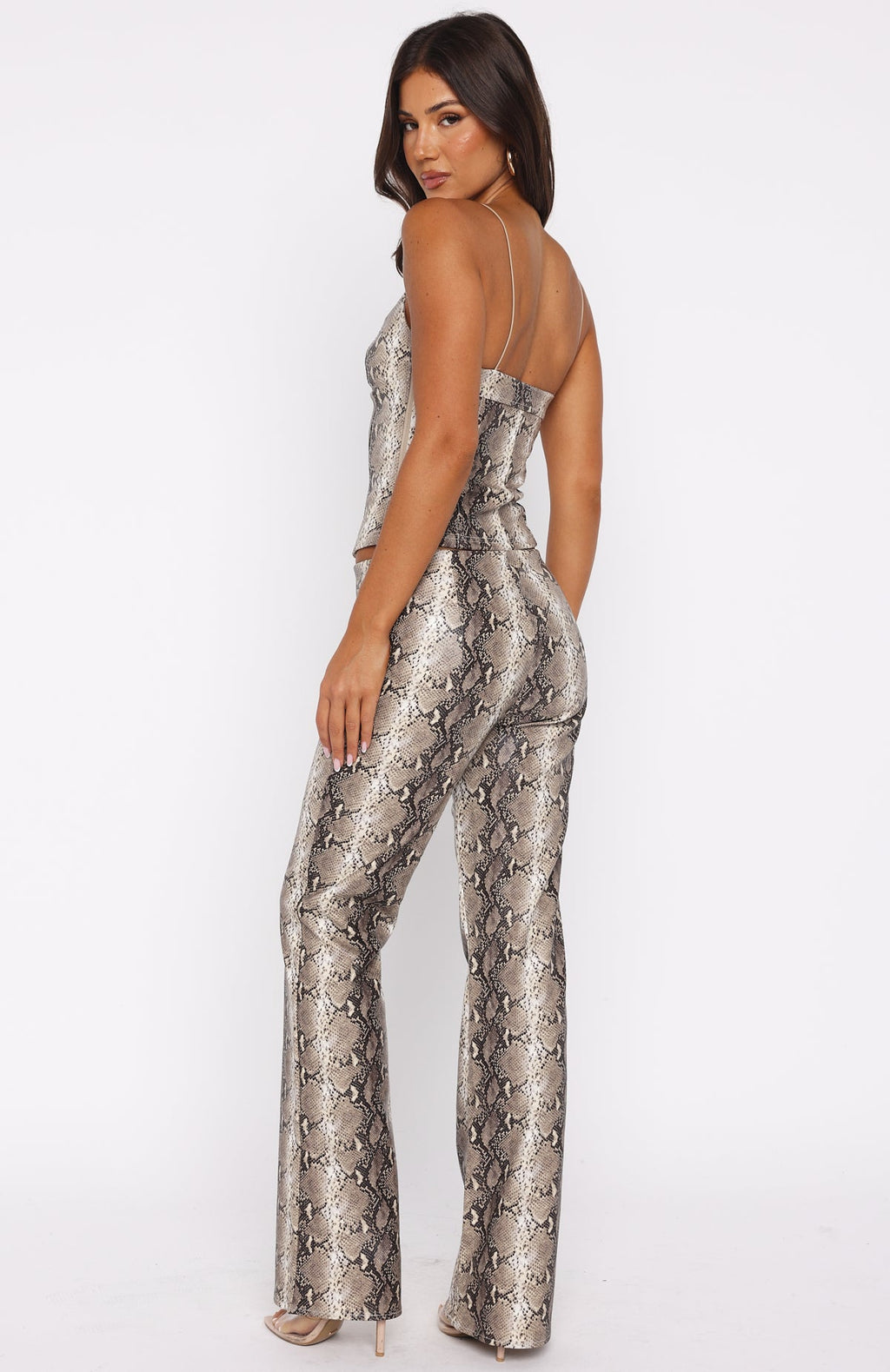 Heat Check PU Pants Tan Snake