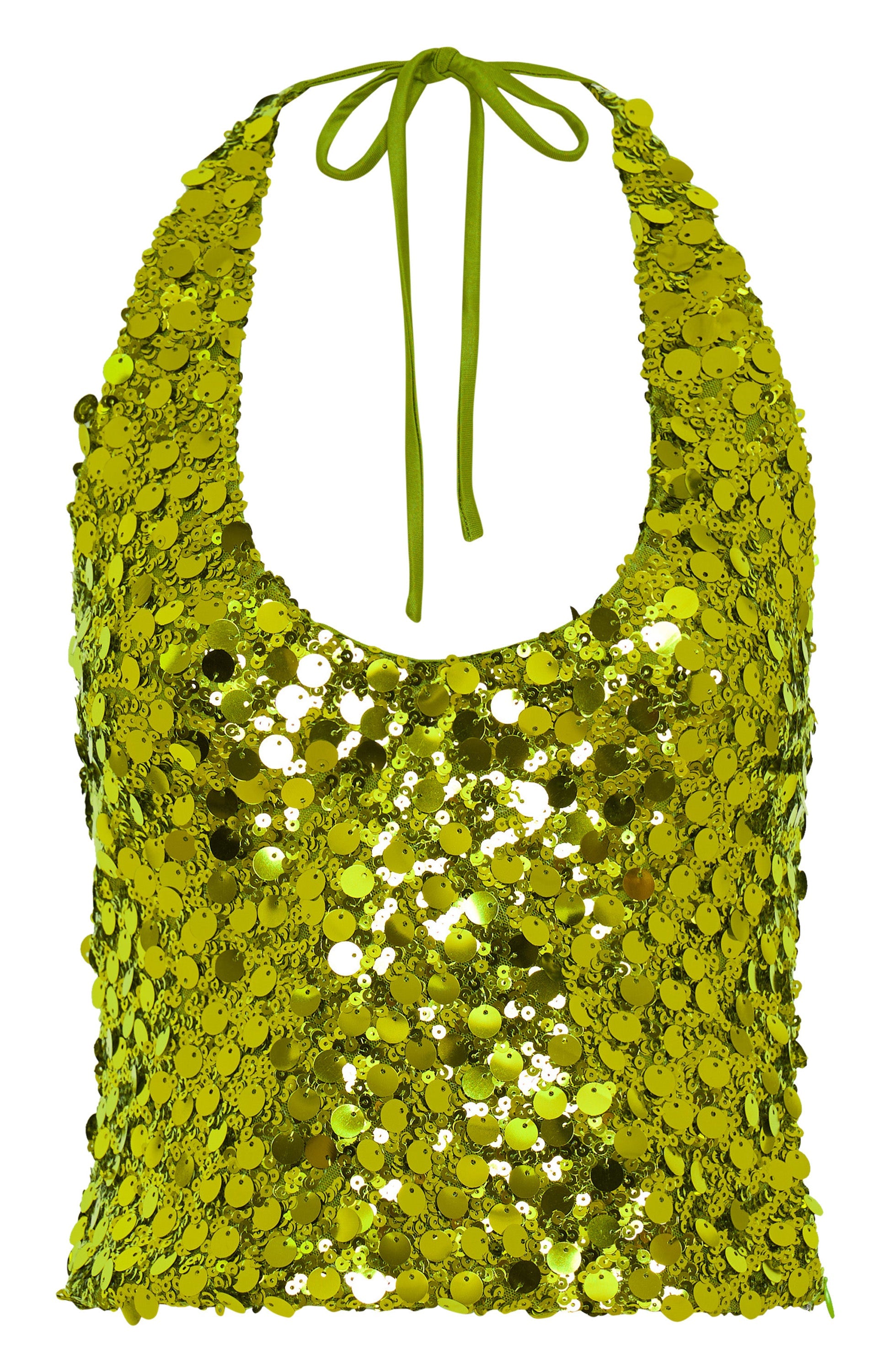 Just Over You Sequin Halter Top Kiwi