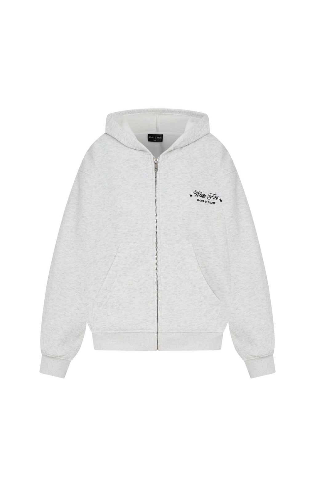 Just Try Again Boxy Zip Front Hoodie Grey Marle