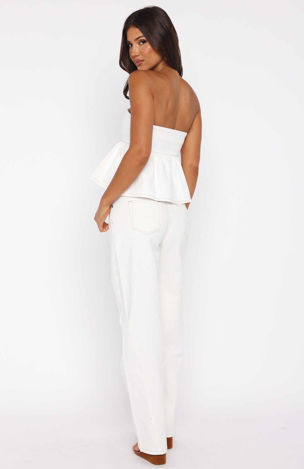 Kiara Mid Rise Barrel Leg Jeans Off White