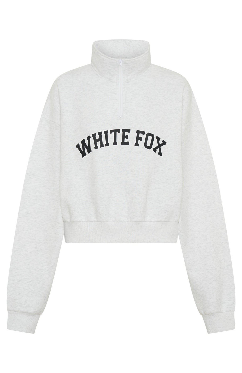 Let The Bells Ring Cropped Quarter Zip Sweater Grey Marle