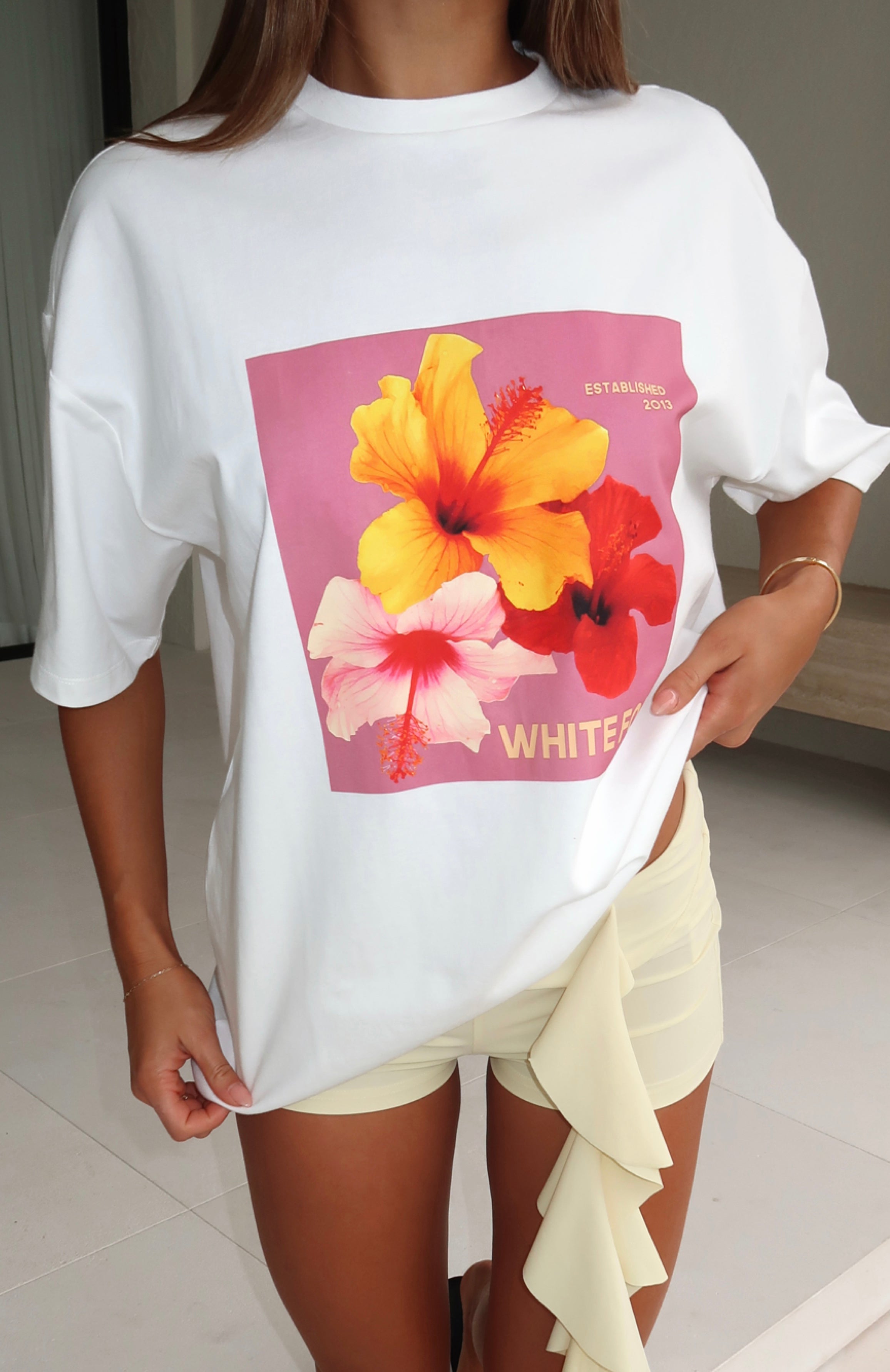 Little By Little Oversized Tee White