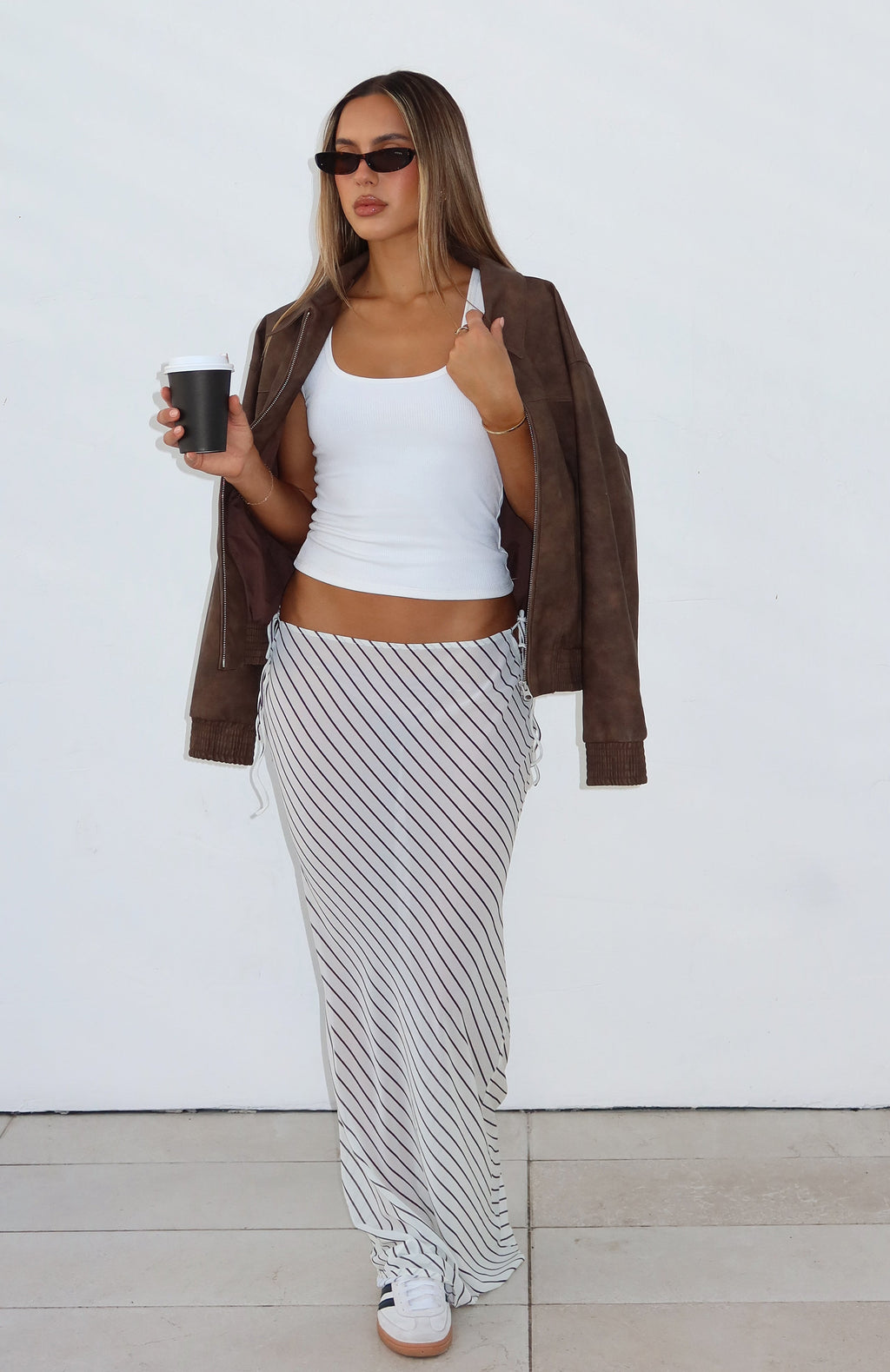Luminous Maxi Skirt Cream/Choc Stripe