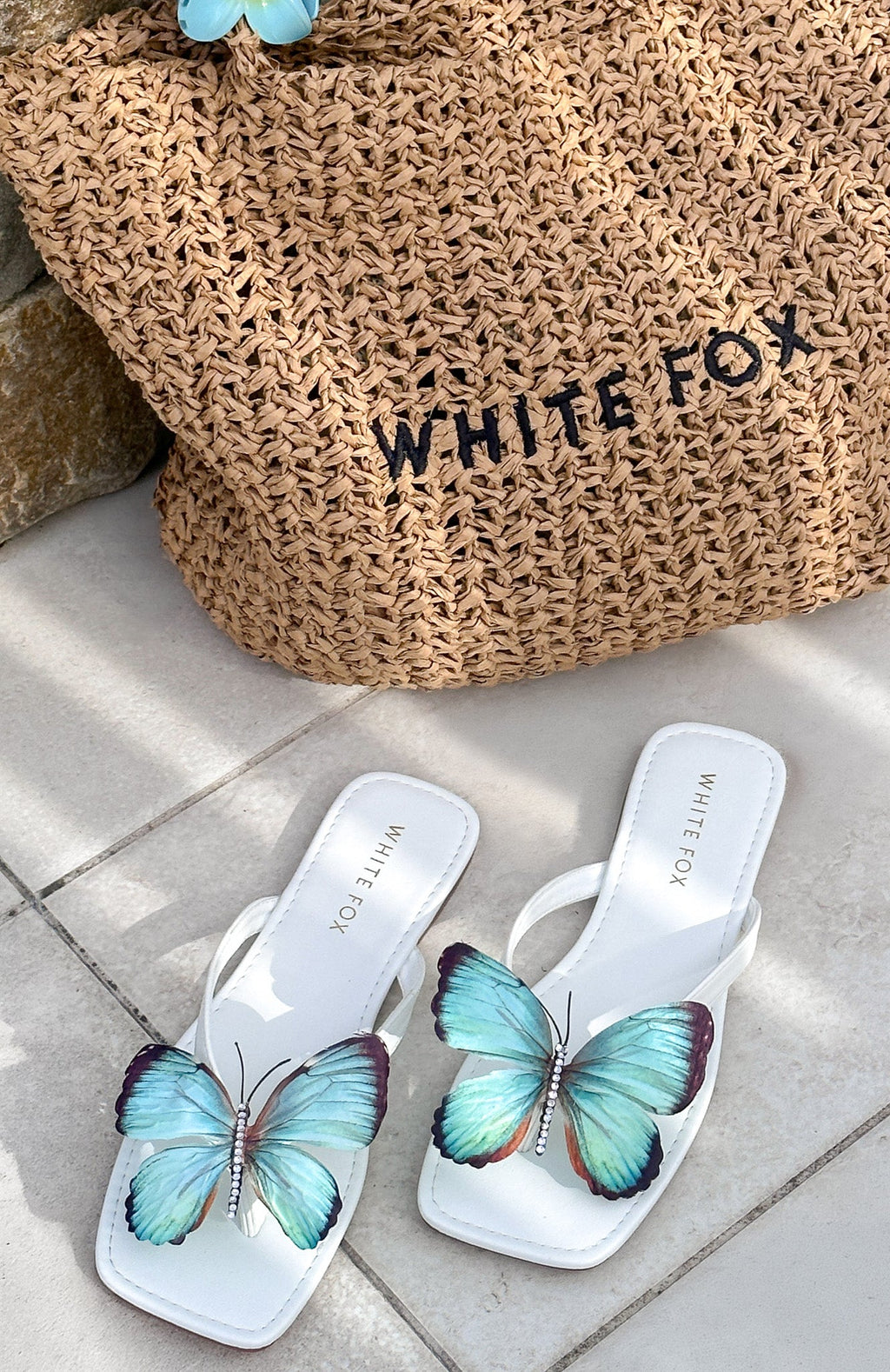 Noelle Sandals White/Aqua