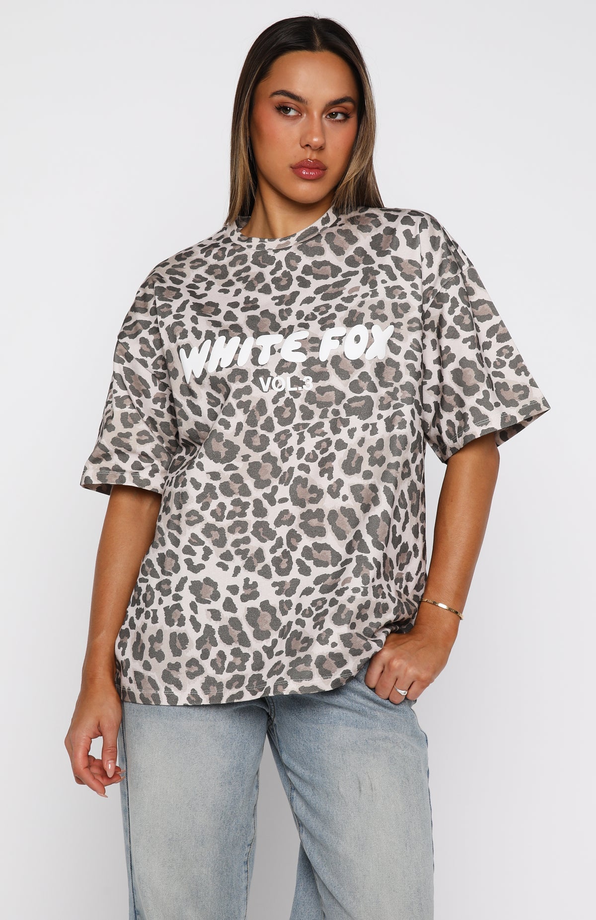 Offstage Printed Oversized Tee Leopard