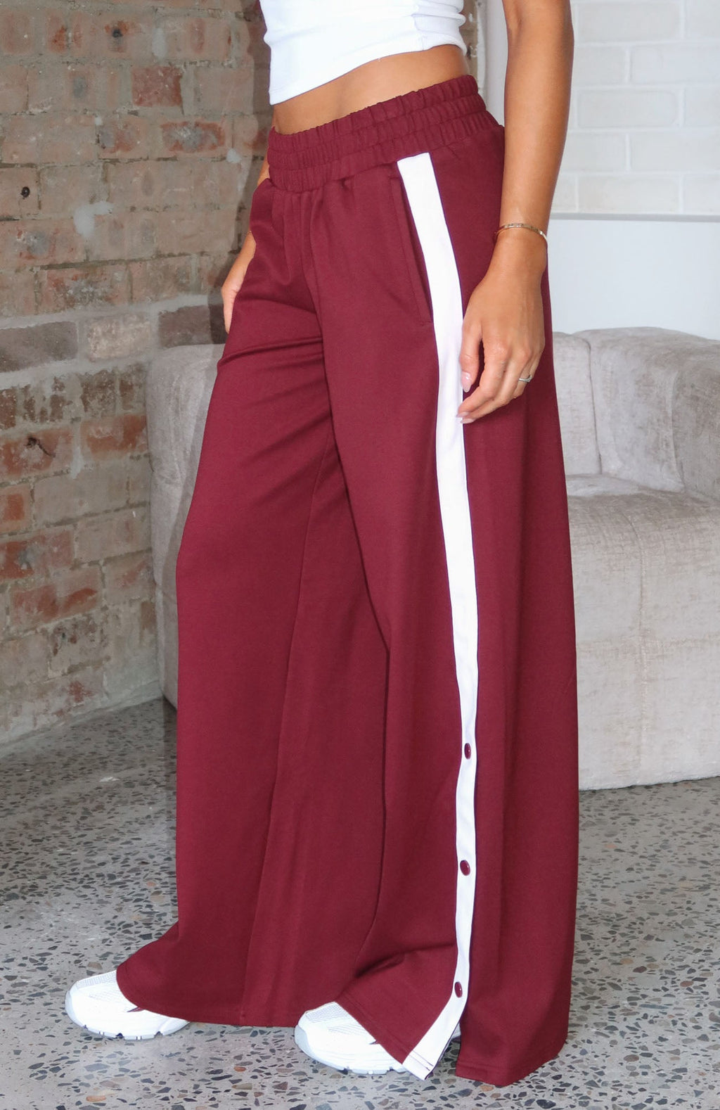 Our Bridges Burned Wide Leg Pants Burgundy
