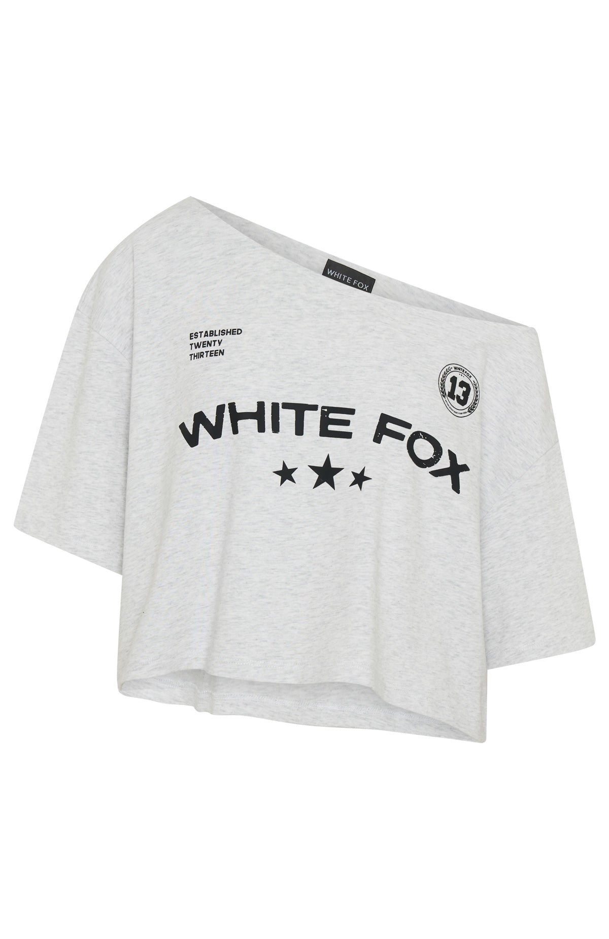 Stay Clear Off Shoulder Cropped Tee Grey Marle