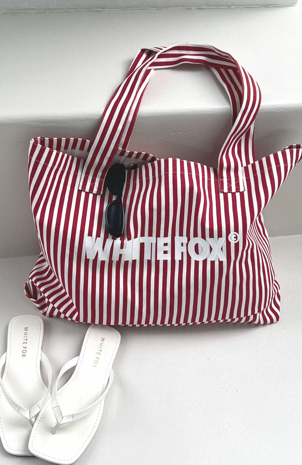 Straight Lines Tote Bag Red Stripe