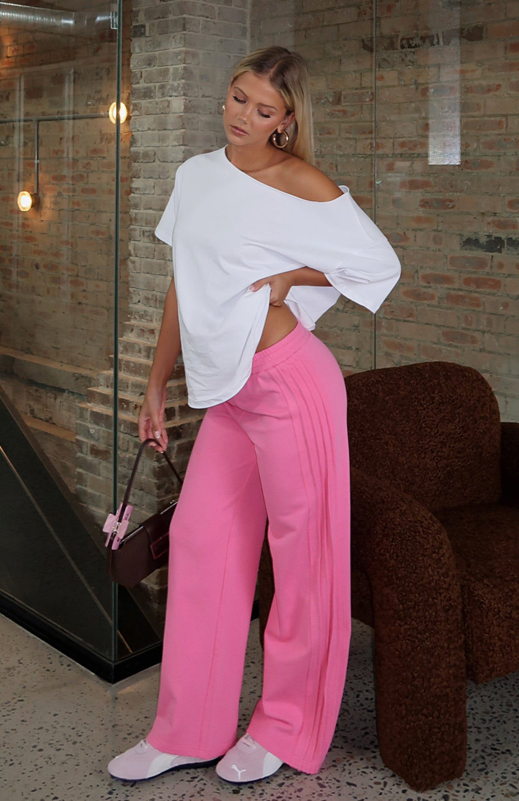 Stuck In The City Track Pants Hot Pink