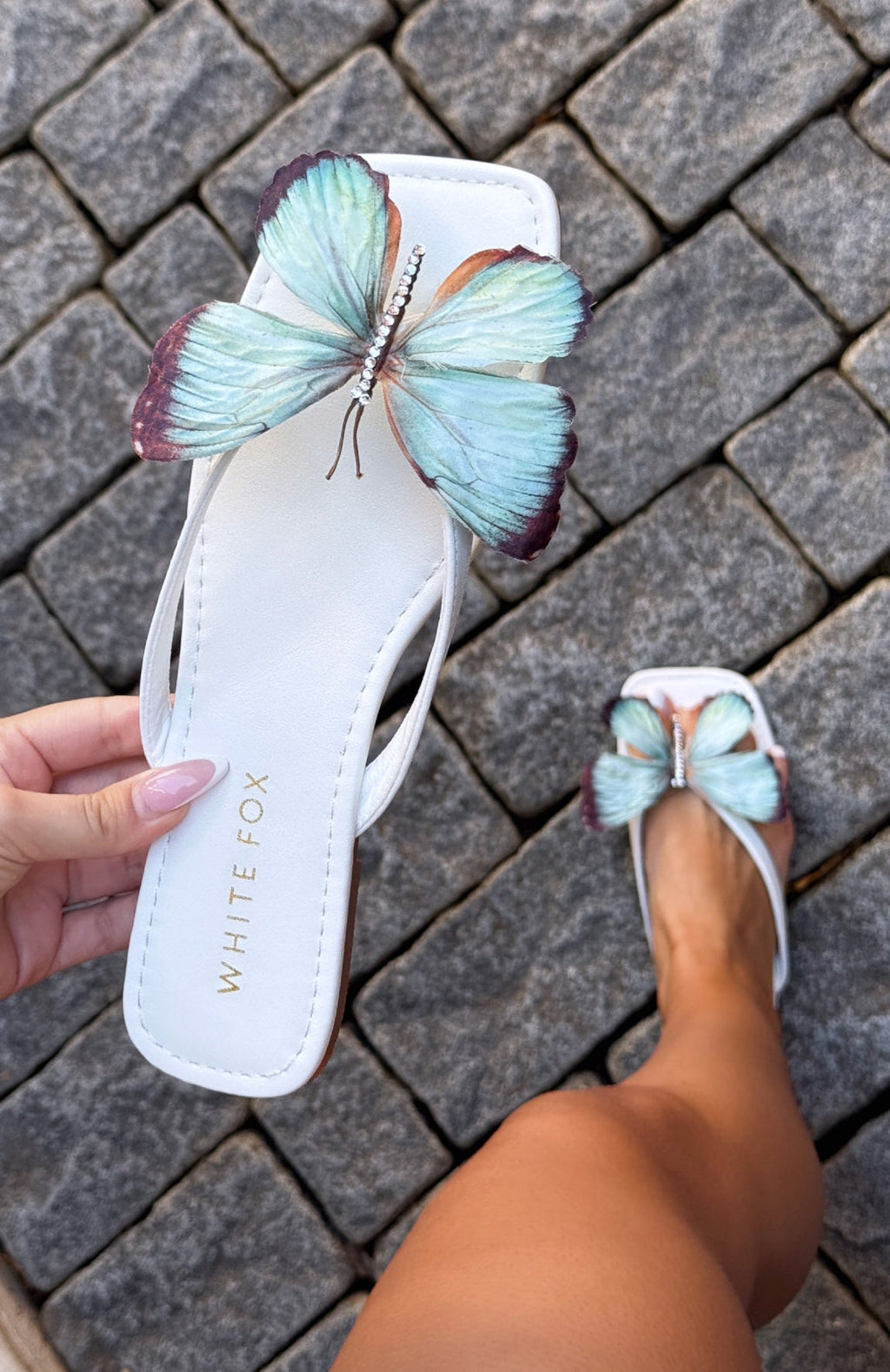 Noelle Sandals White/Aqua
