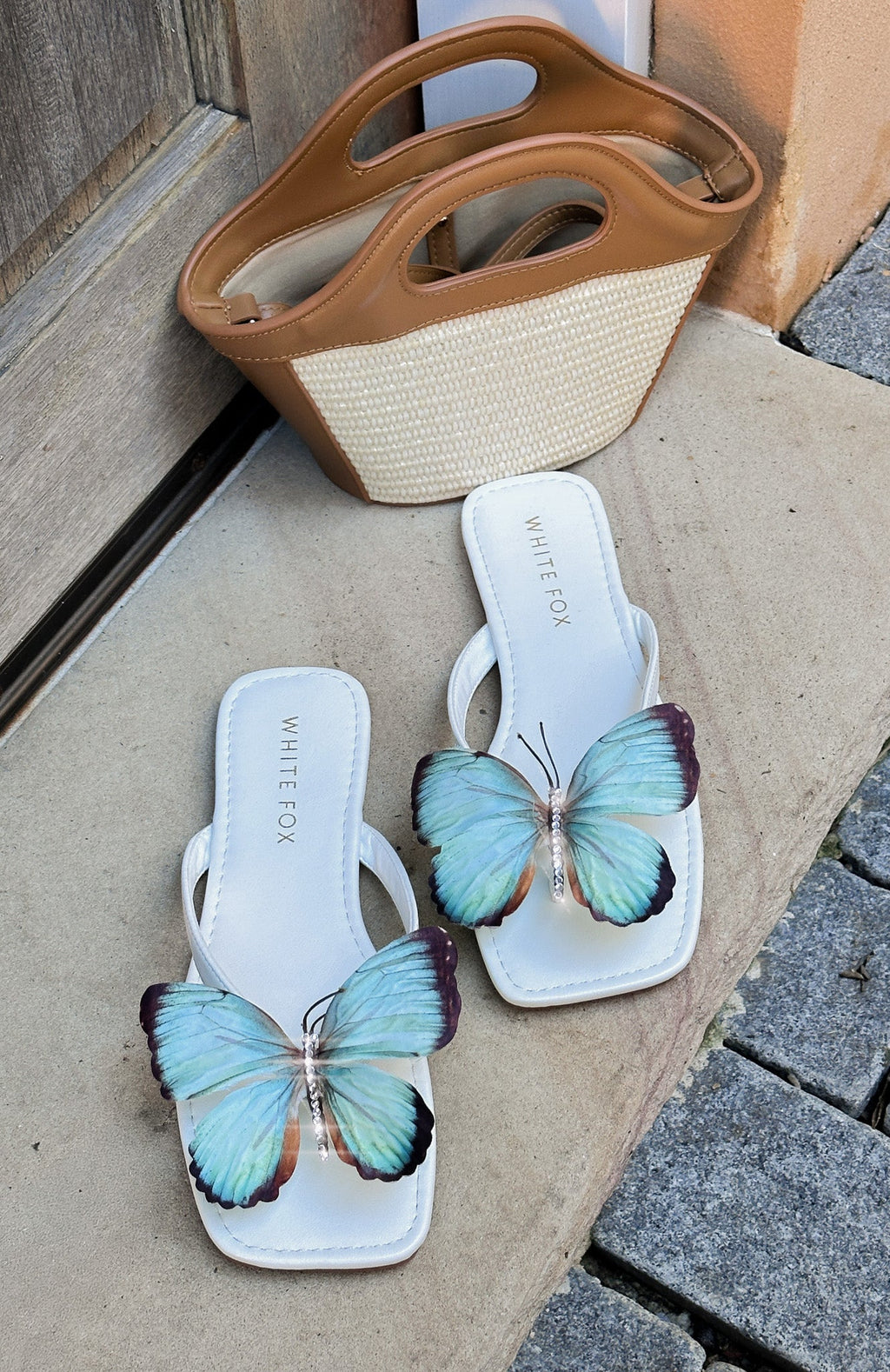 Noelle Sandals White/Aqua