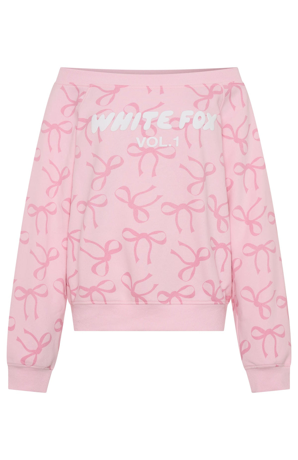 Vol. 1 Off Shoulder Printed Sweater Posy Bow