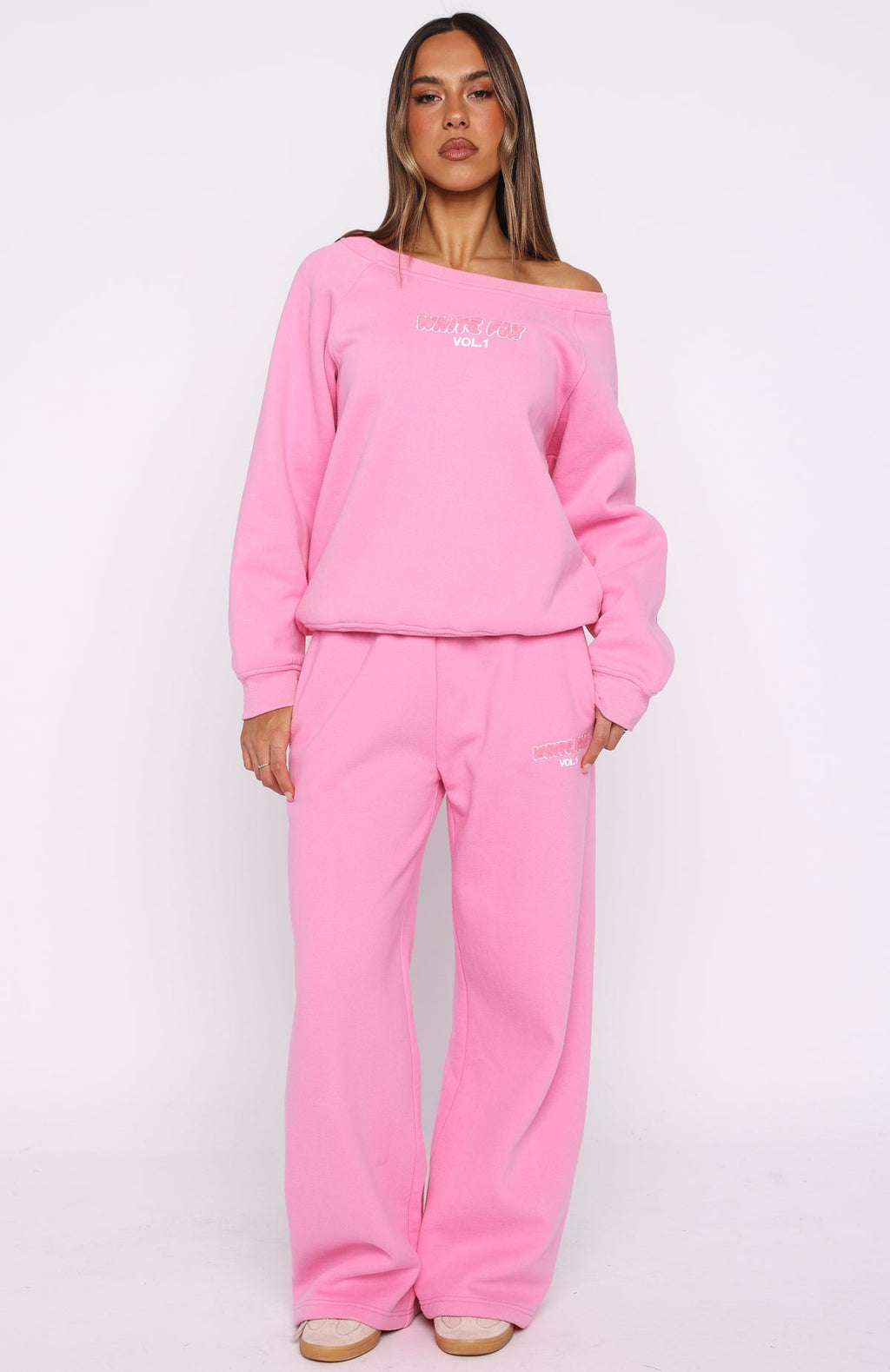 Vol. 1 Off Shoulder Sweater Bubblegum