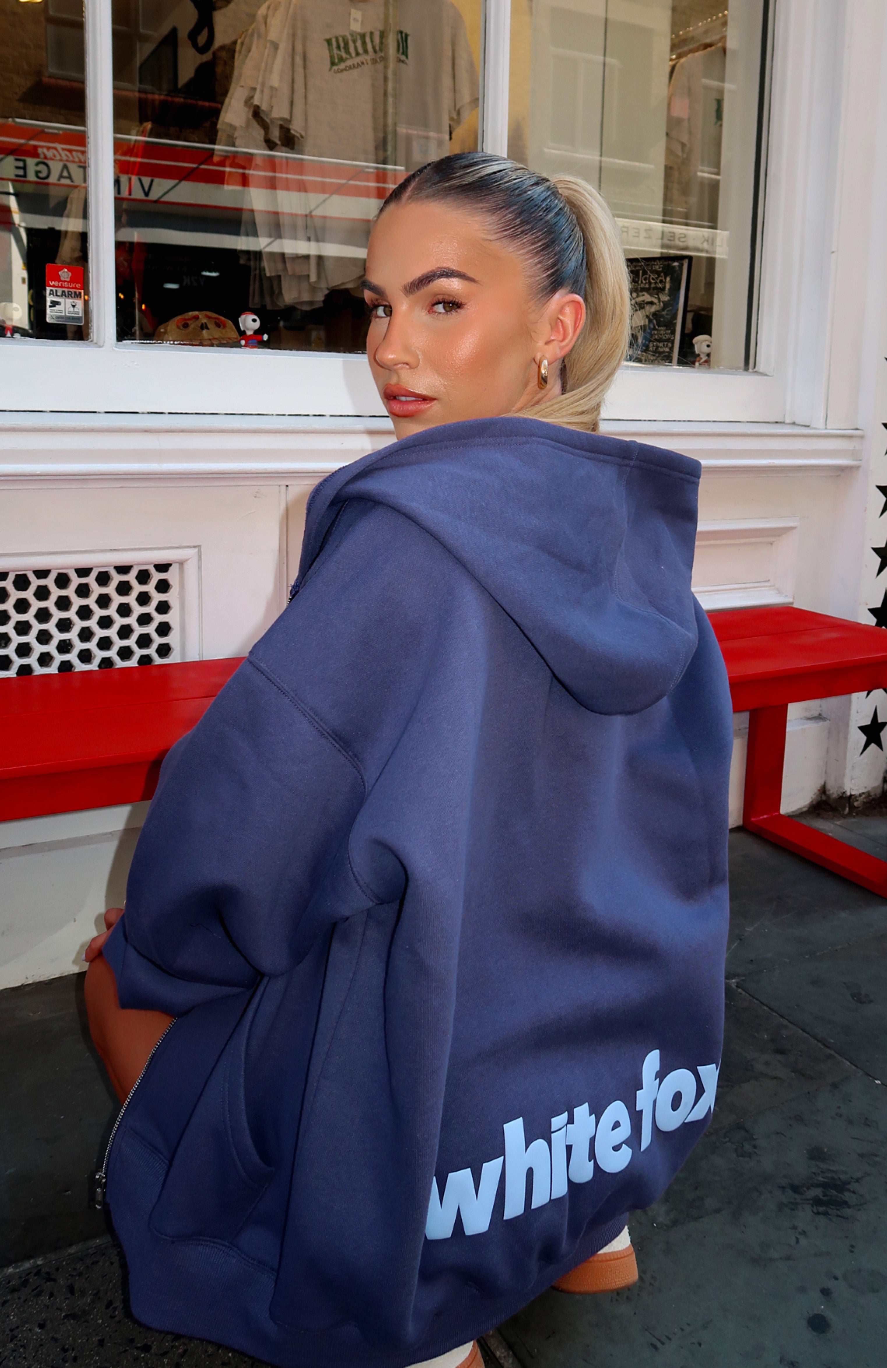 From The Archives Charli Zip Front Hoodie Navy