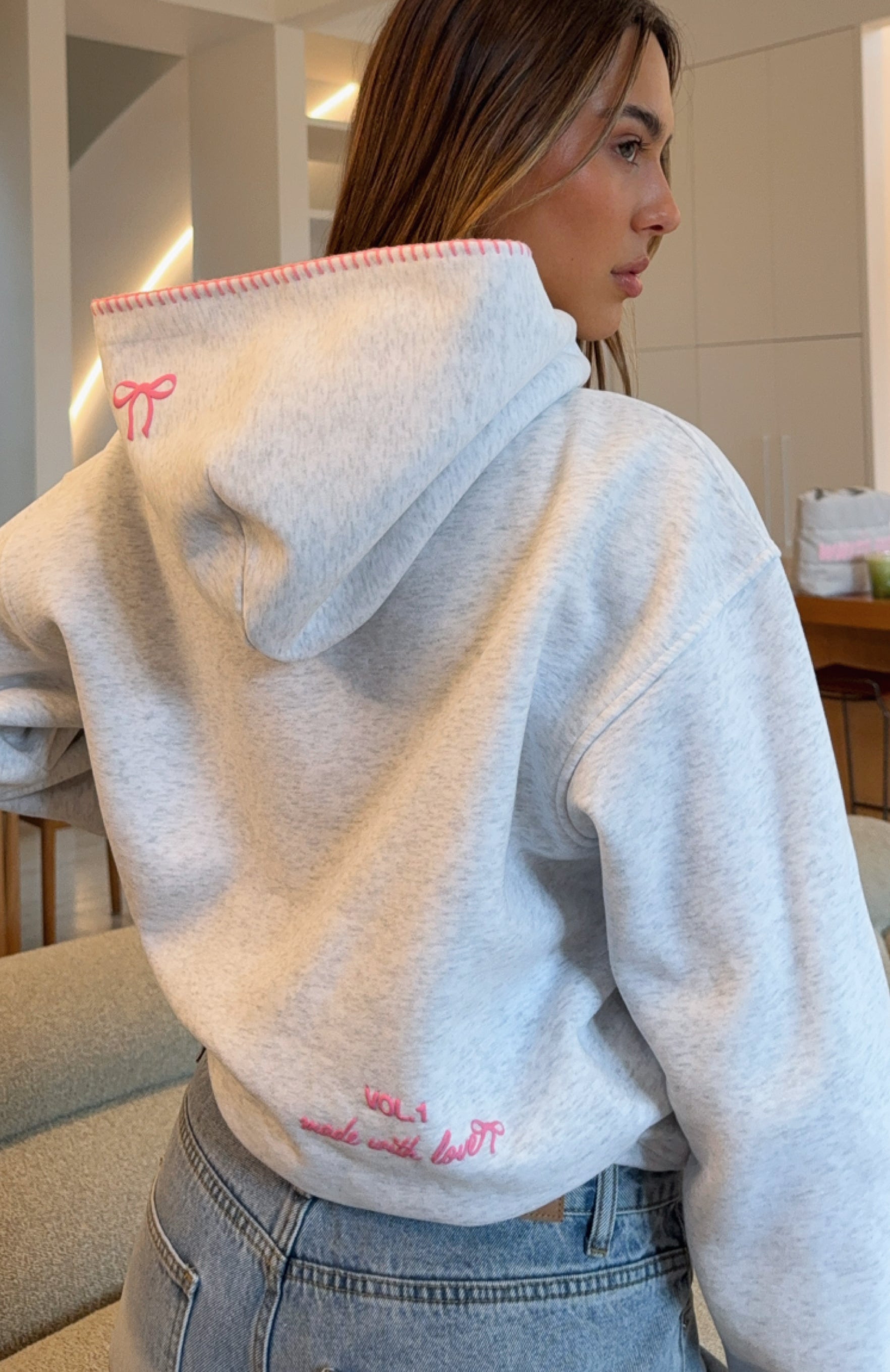 Vol. 1 Front Graphic Oversized Hoodie Grey Marle