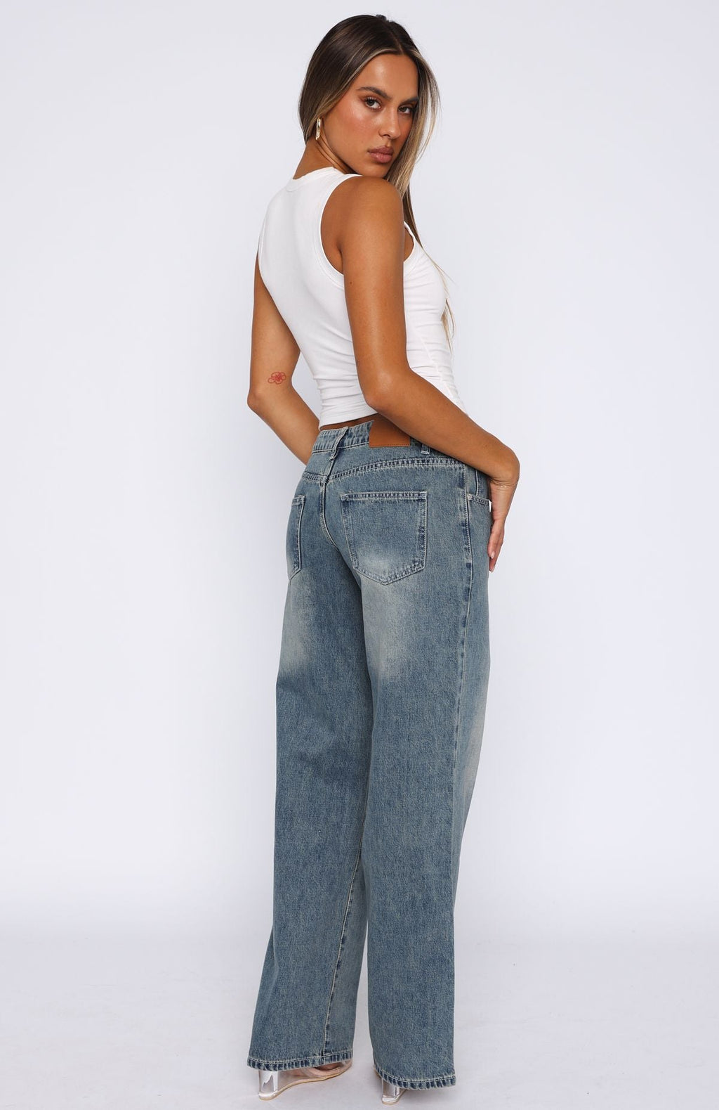 Chelsea Low Rise Straight Leg Jeans Brown Blue Acid