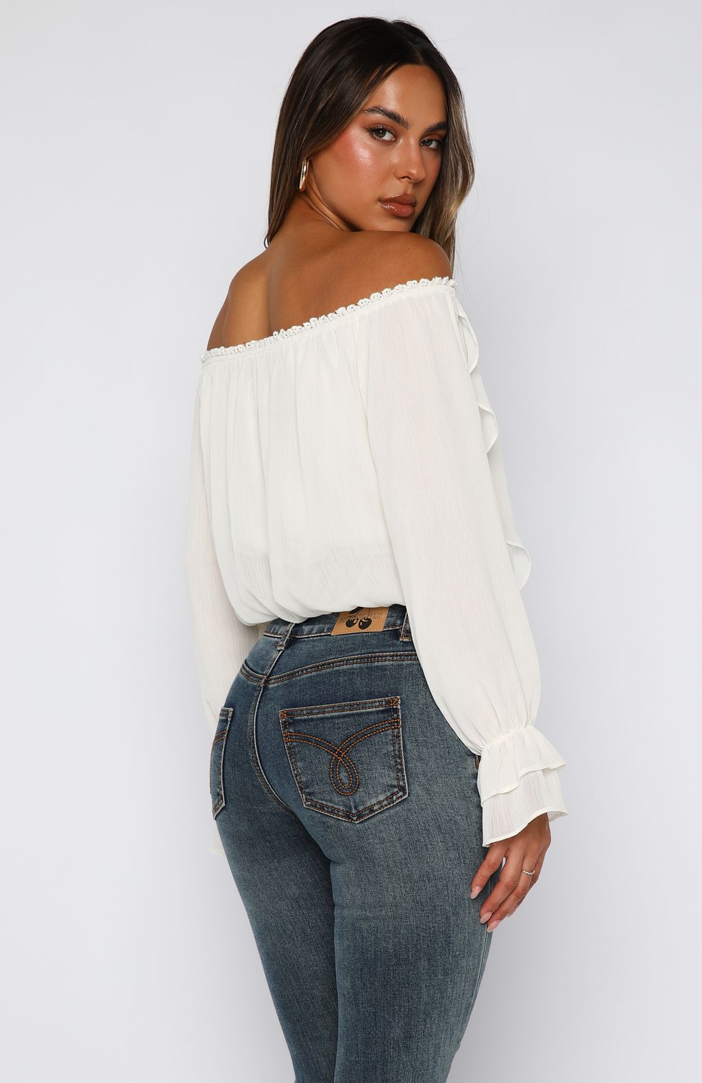 Star Girl Off Shoulder Top White